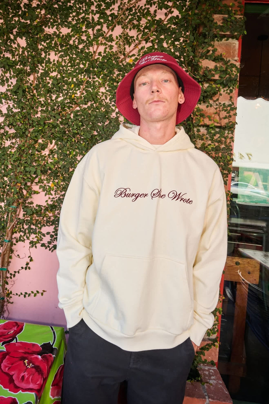 Burger She Wrote Bucket Hat - Burgundy