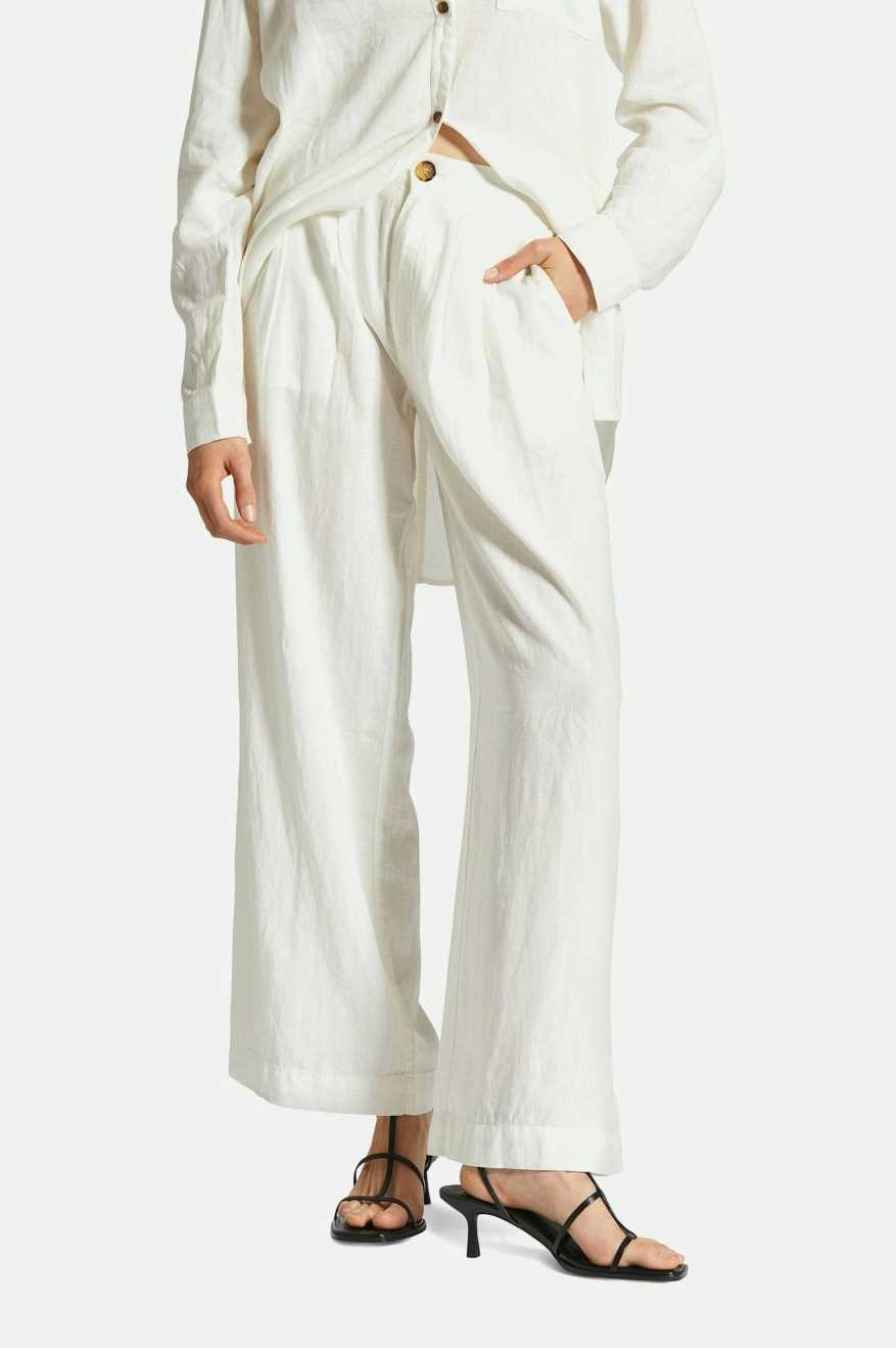 Women's Vintage Linen Blend Wide Leg Pant - Off White