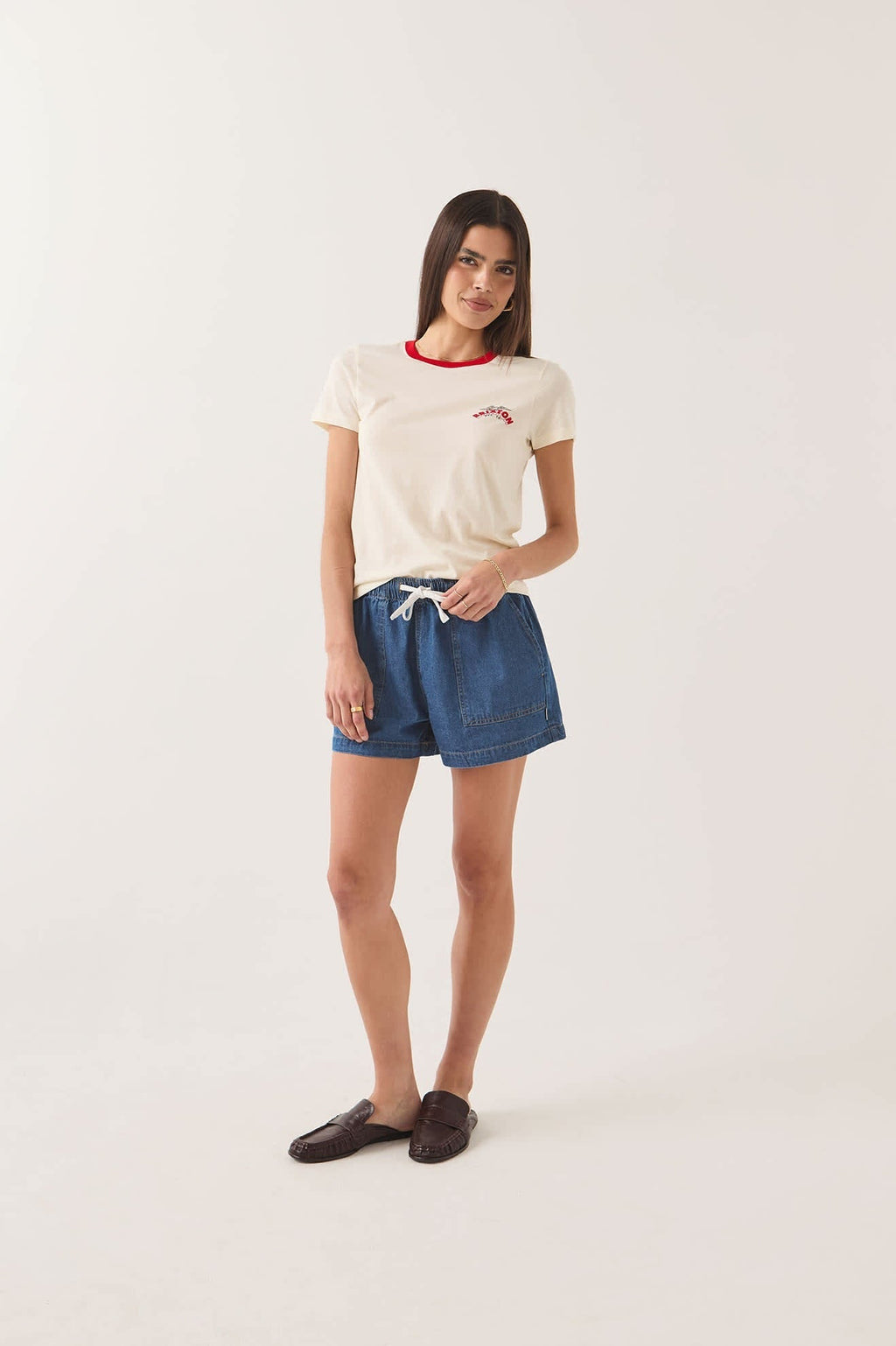 Brixton Banner Slim Crew T-Shirt - Off White