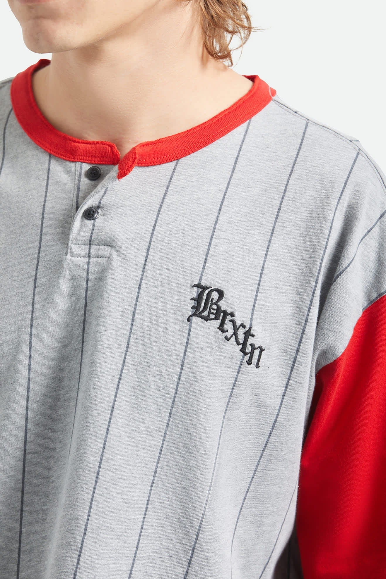 Boxy Short Sleeve Baseball T-Shirt - Heather Grey/Adrenaline Rush