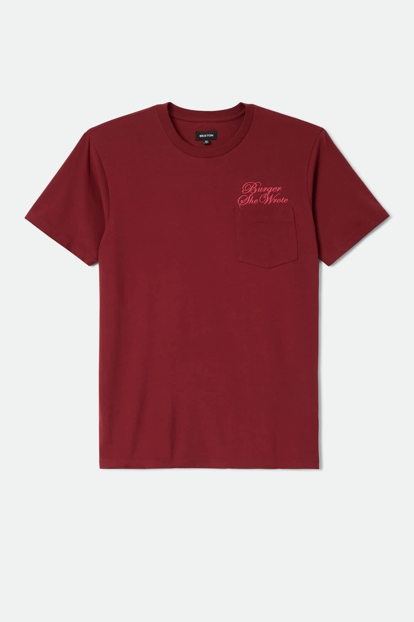 Burger She Wrote Pocket T-Shirt - Burgundy
