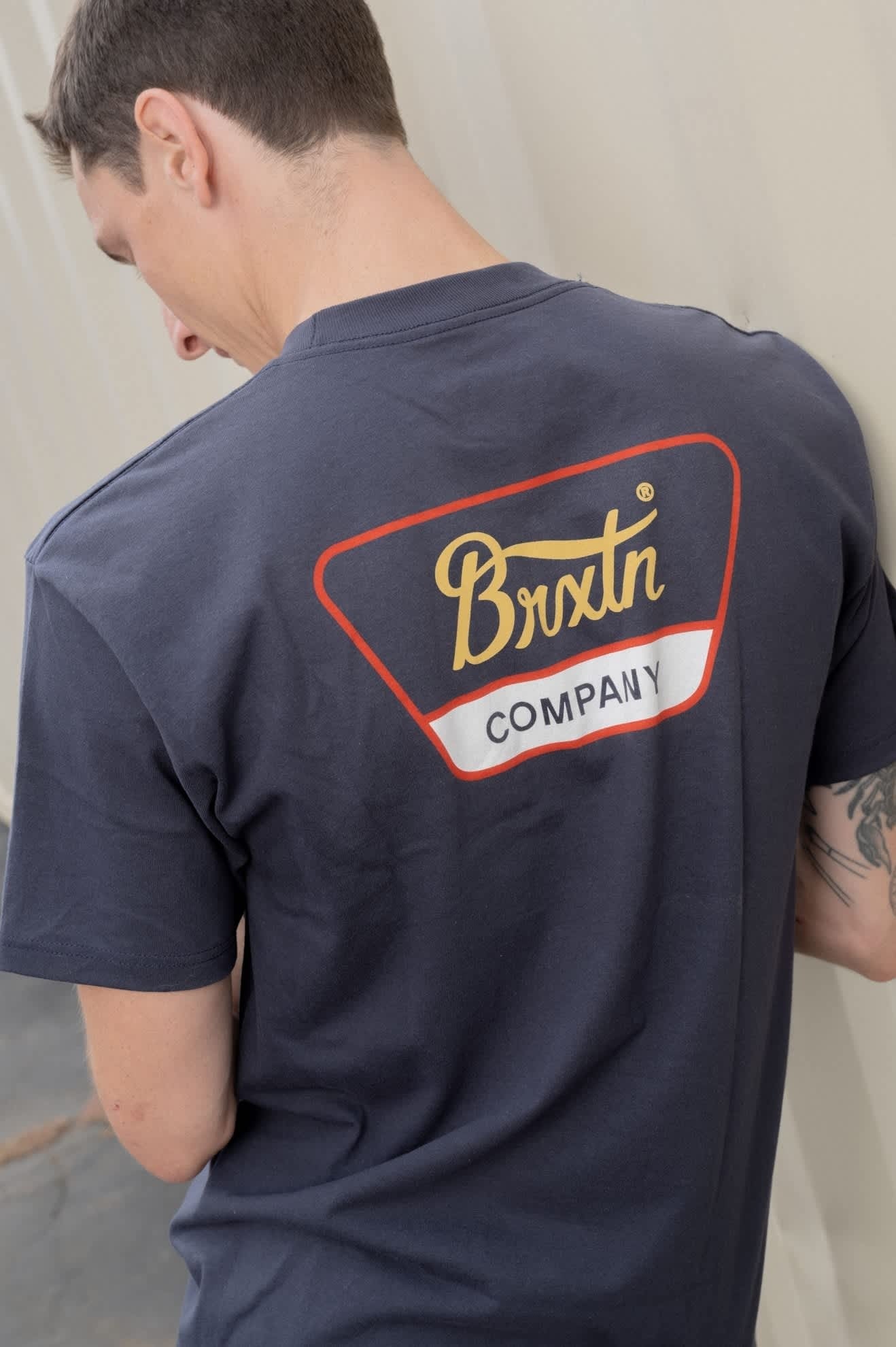 Linwood Short Sleeve Standard T-Shirt - Navy/Red/Copper