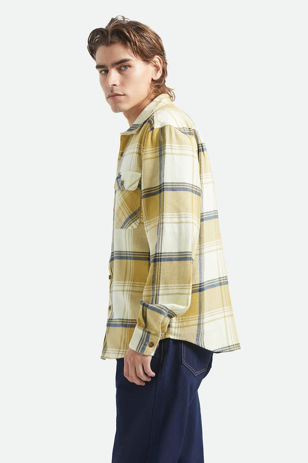 Bowery Lightweight Ultra Soft Flannel - Yellow/Dusted Ochre