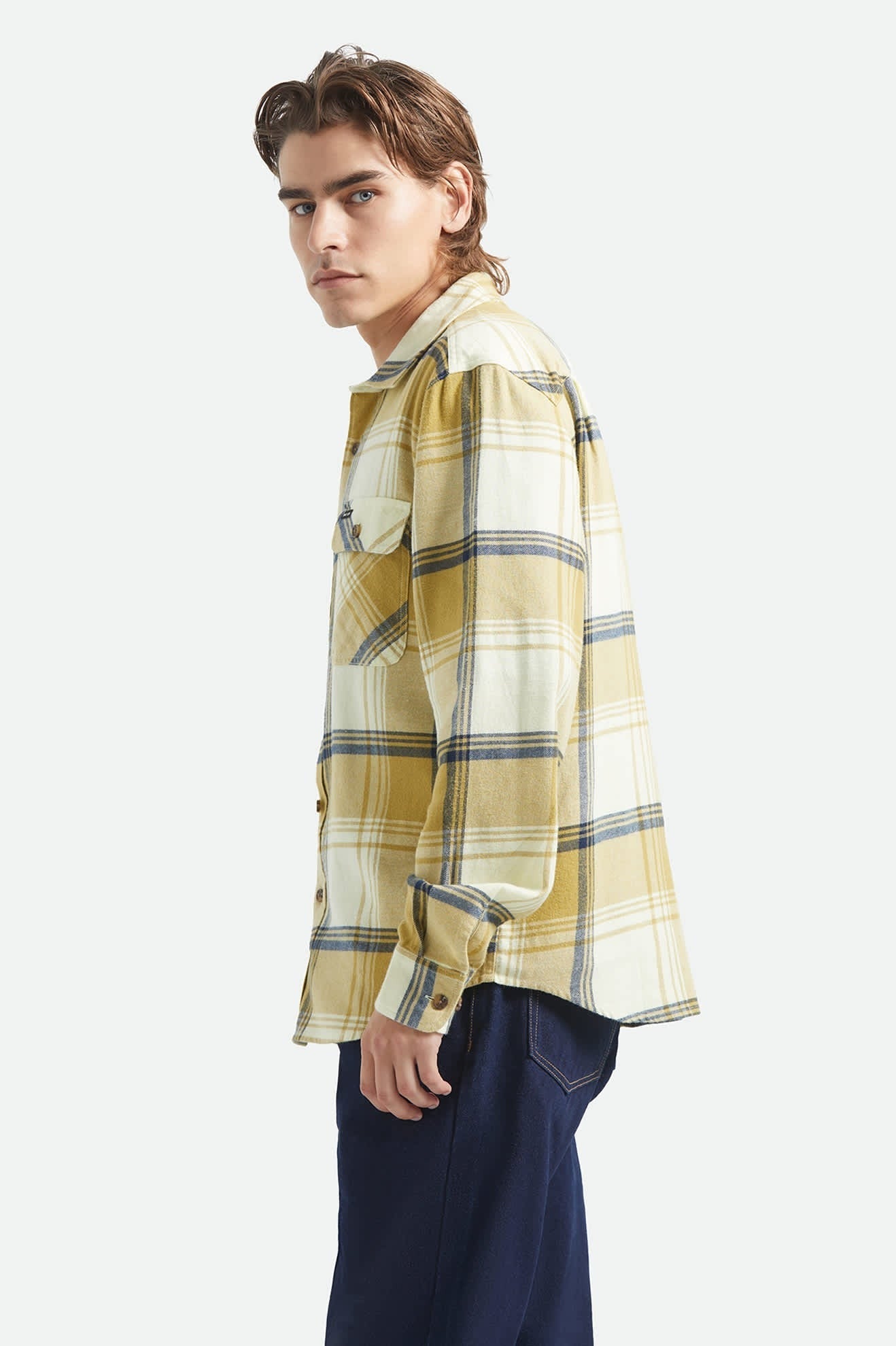 Bowery Lightweight Ultra Soft Flannel - Yellow/Dusted Ochre