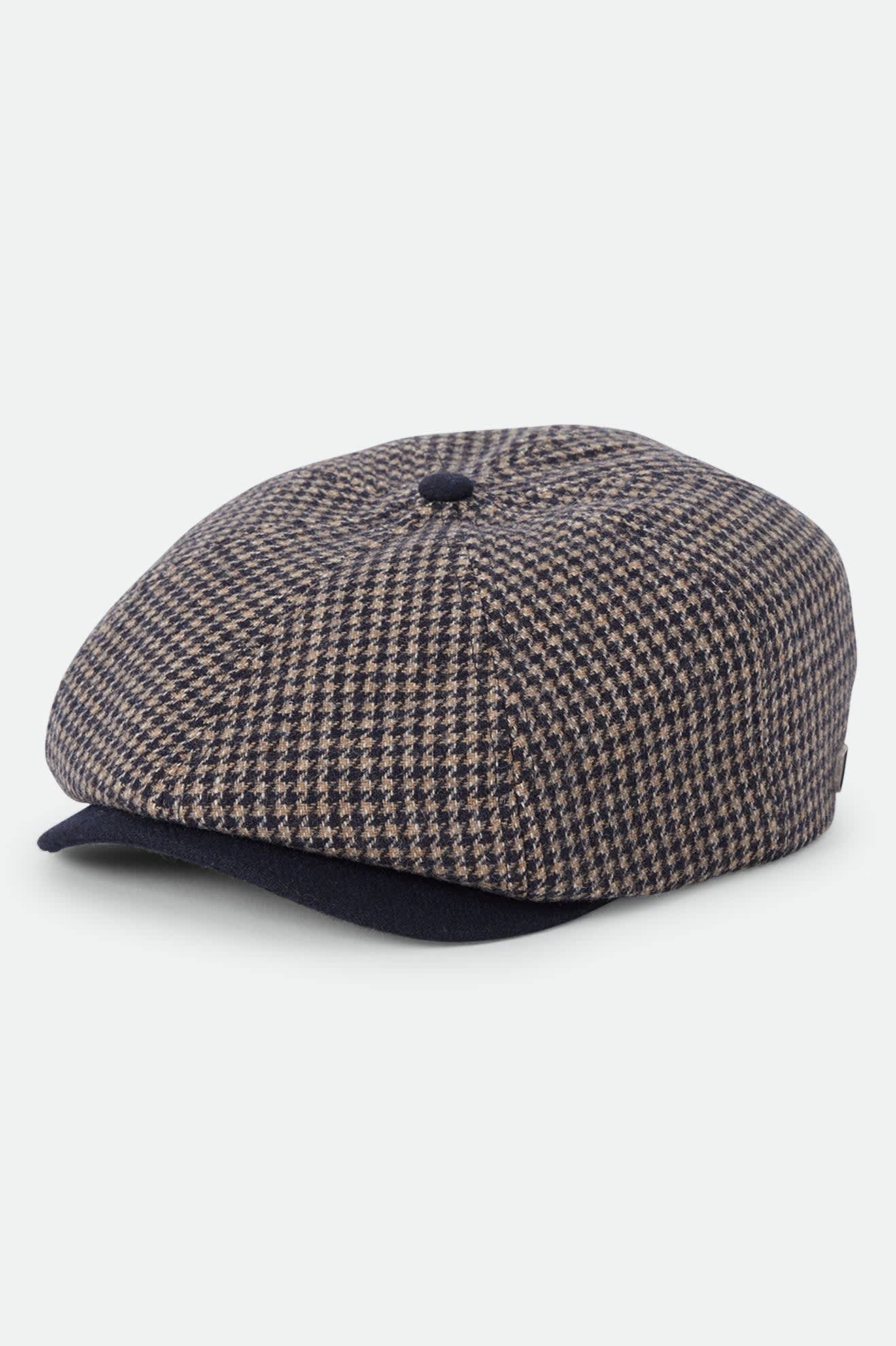 Brood Newsboy Cap - Navy/Sand Houndstooth