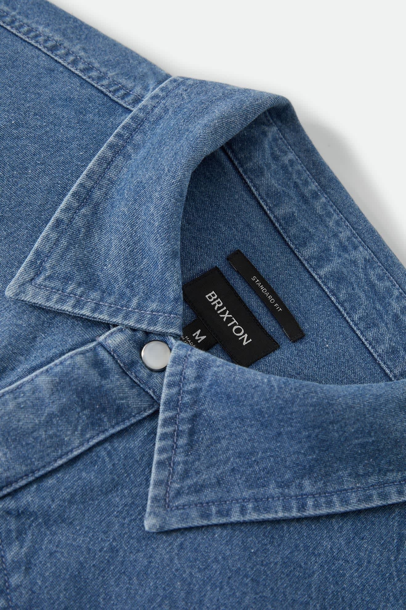 Waylon Lightweight Overshirt - Medium Wash Chambrey