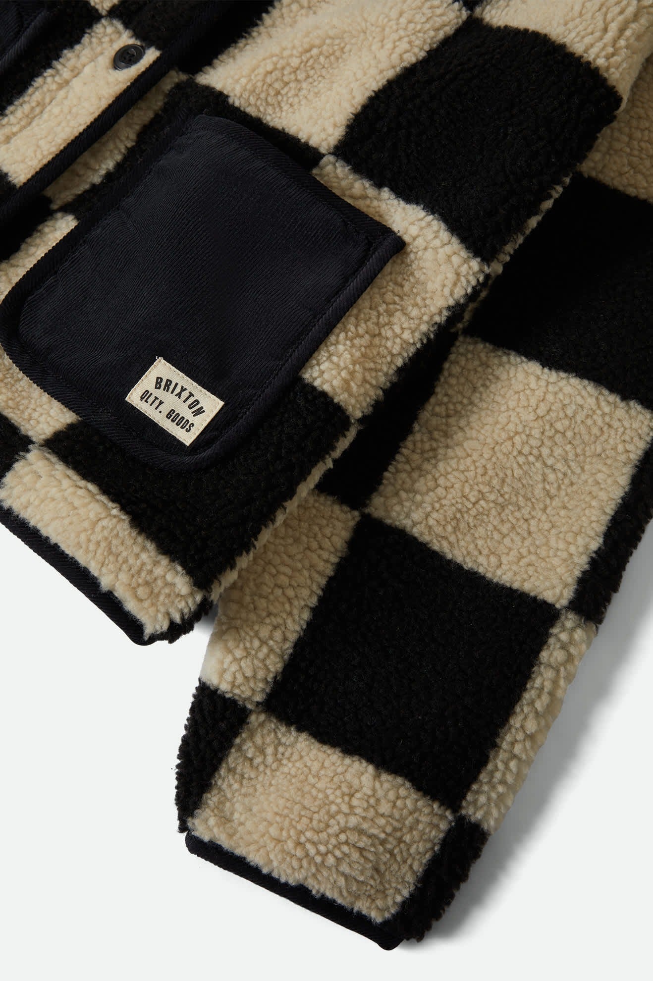 Women's Delilah Sherpa Jacket - Black/Natural Finish Line Checker