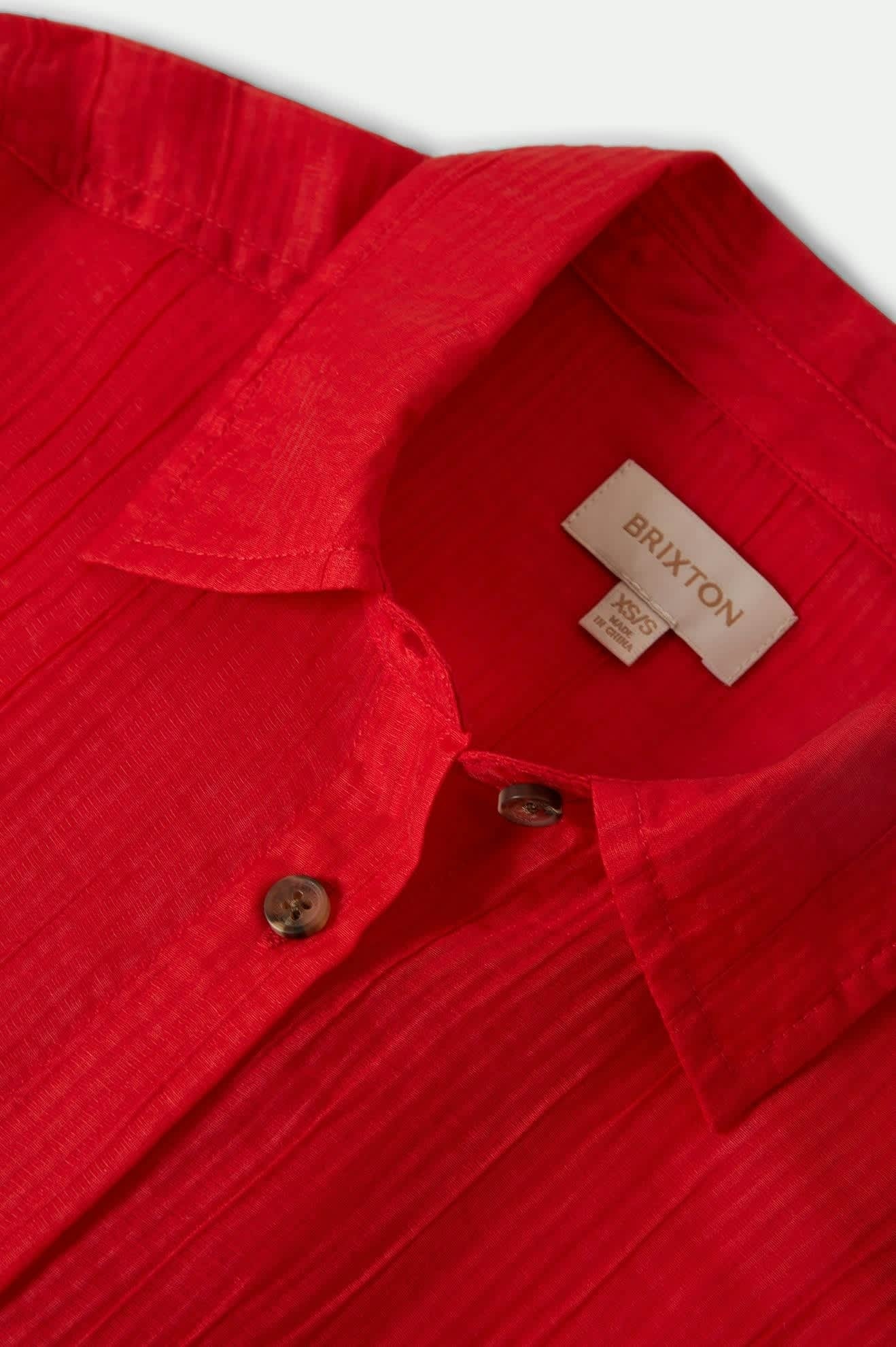 Women's East Side Boxy L/S Button Down - Crimson