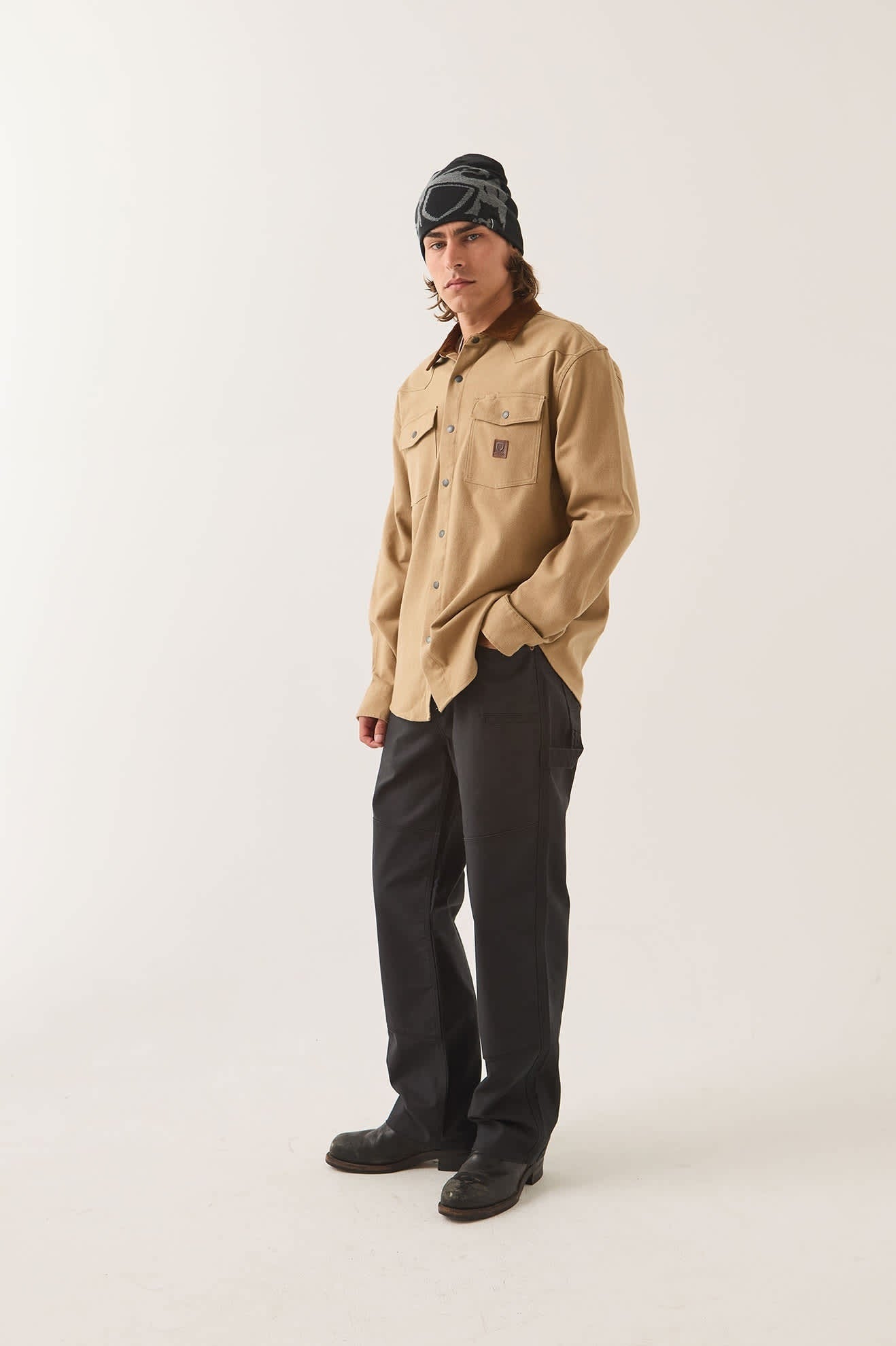 Bowery Builders Ranch Performance Flannel - Khaki/Brown