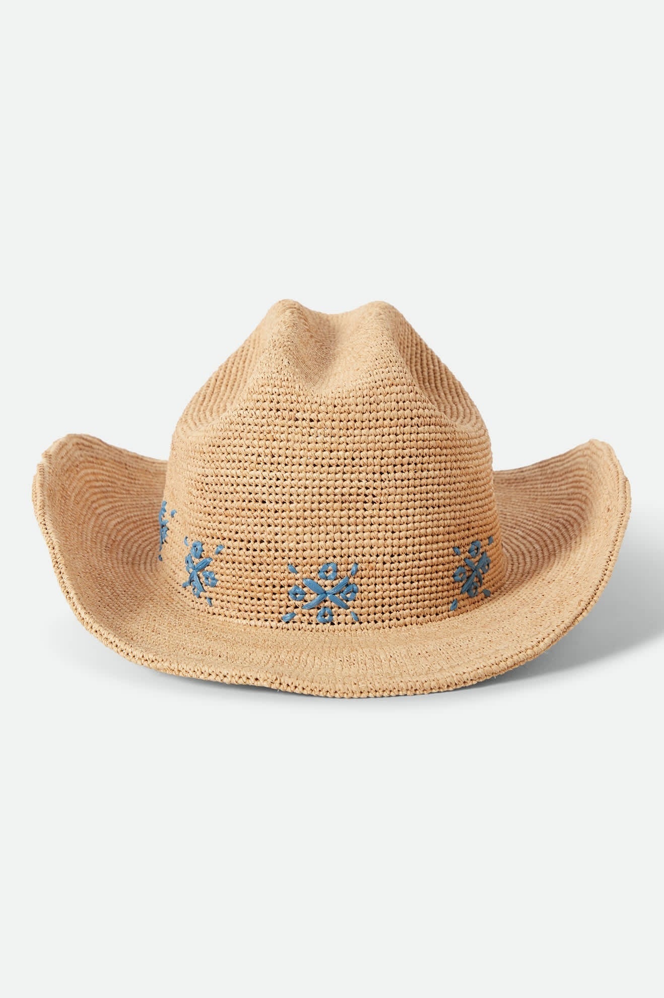 Odessa Straw Packable Cowboy Hat - Tan/Sunrise Blue