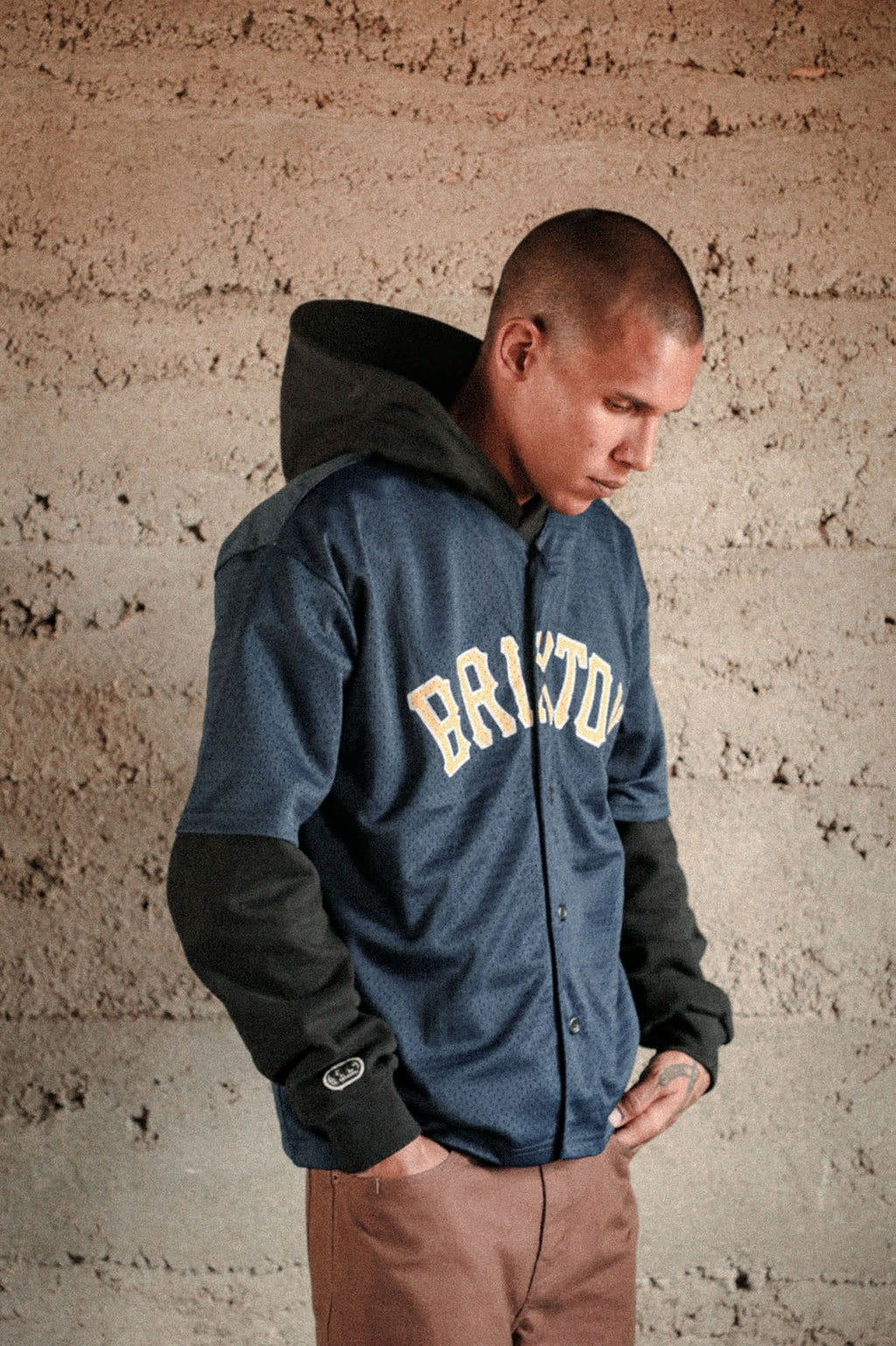 The Brixton Mesh Short Sleeve Baseball Jersey - Washed Navy