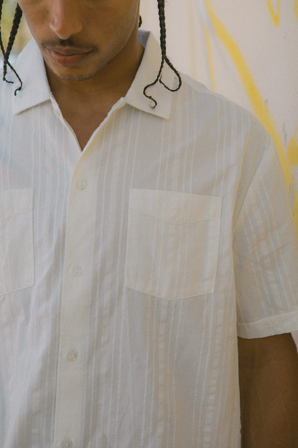 Cru Stripe Dobby Short Sleeve Shirt - Off White