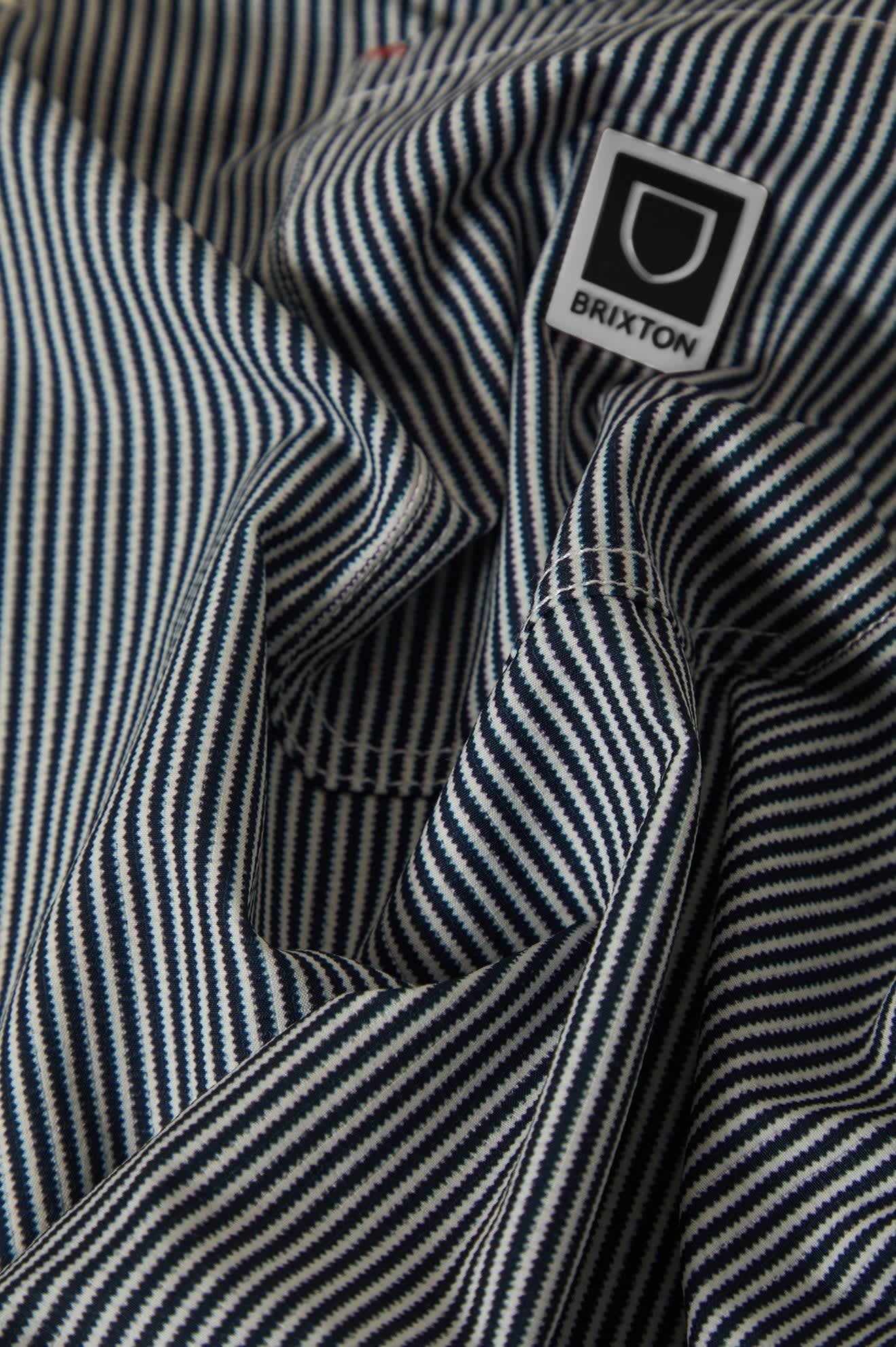 Journey Lightweight 1/2 Zip Cropped Short Sleeve Shirt - Navy/White Stripe