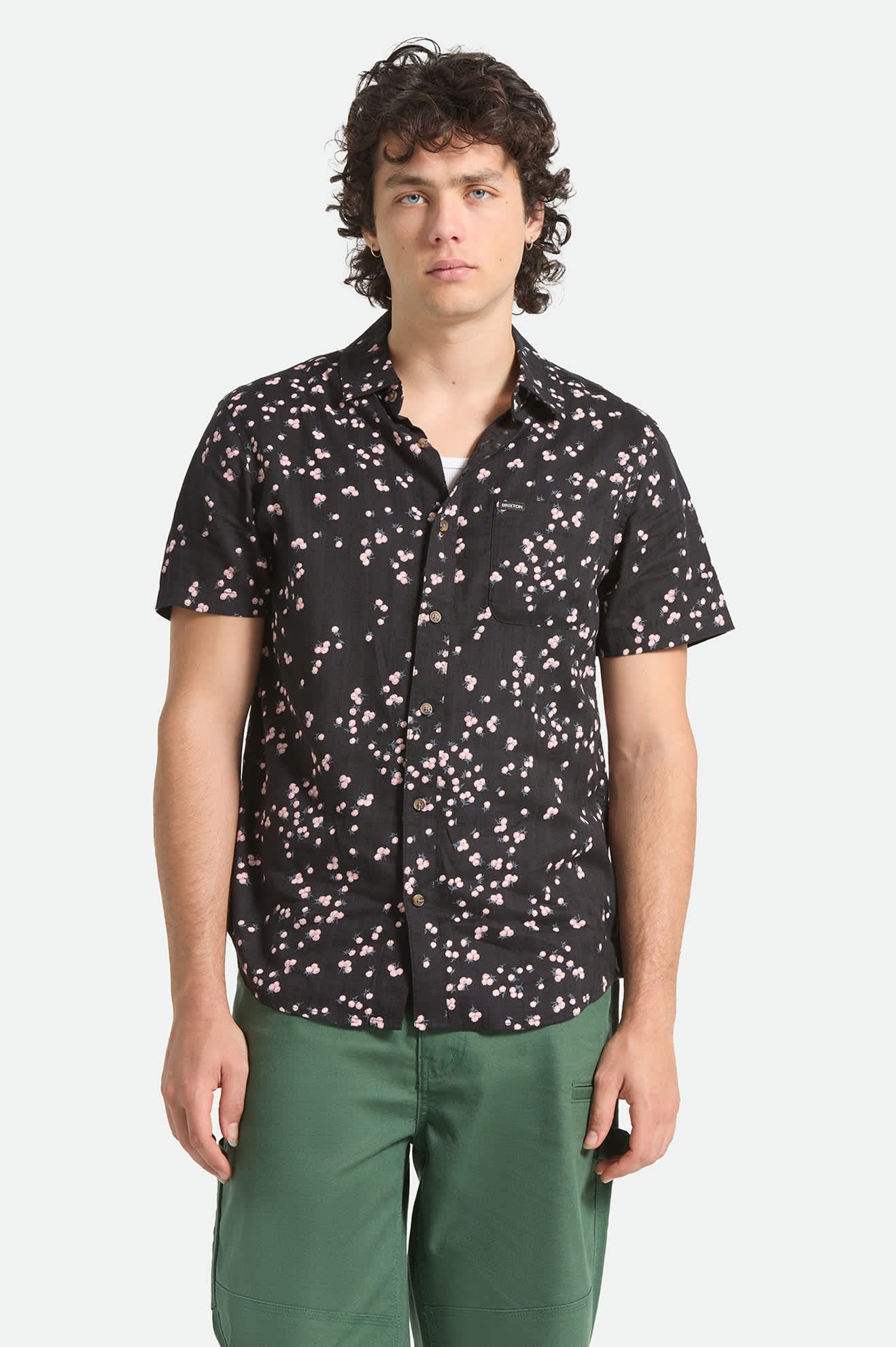 Charter Slub Short Sleeve Shirt - Black/Pink