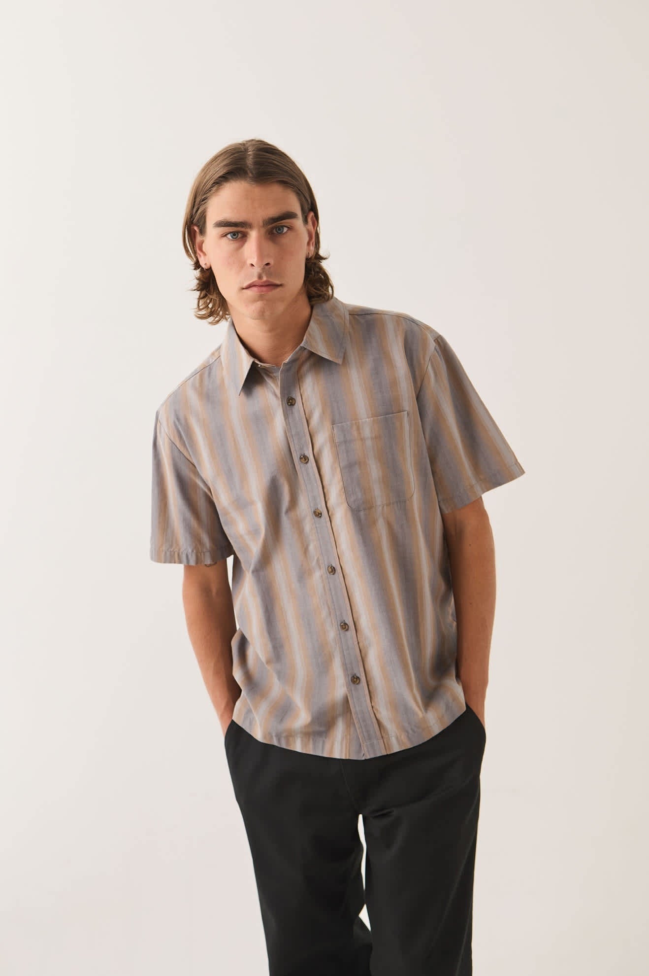 Cru Shirt - Charcoal Shadow Stripe