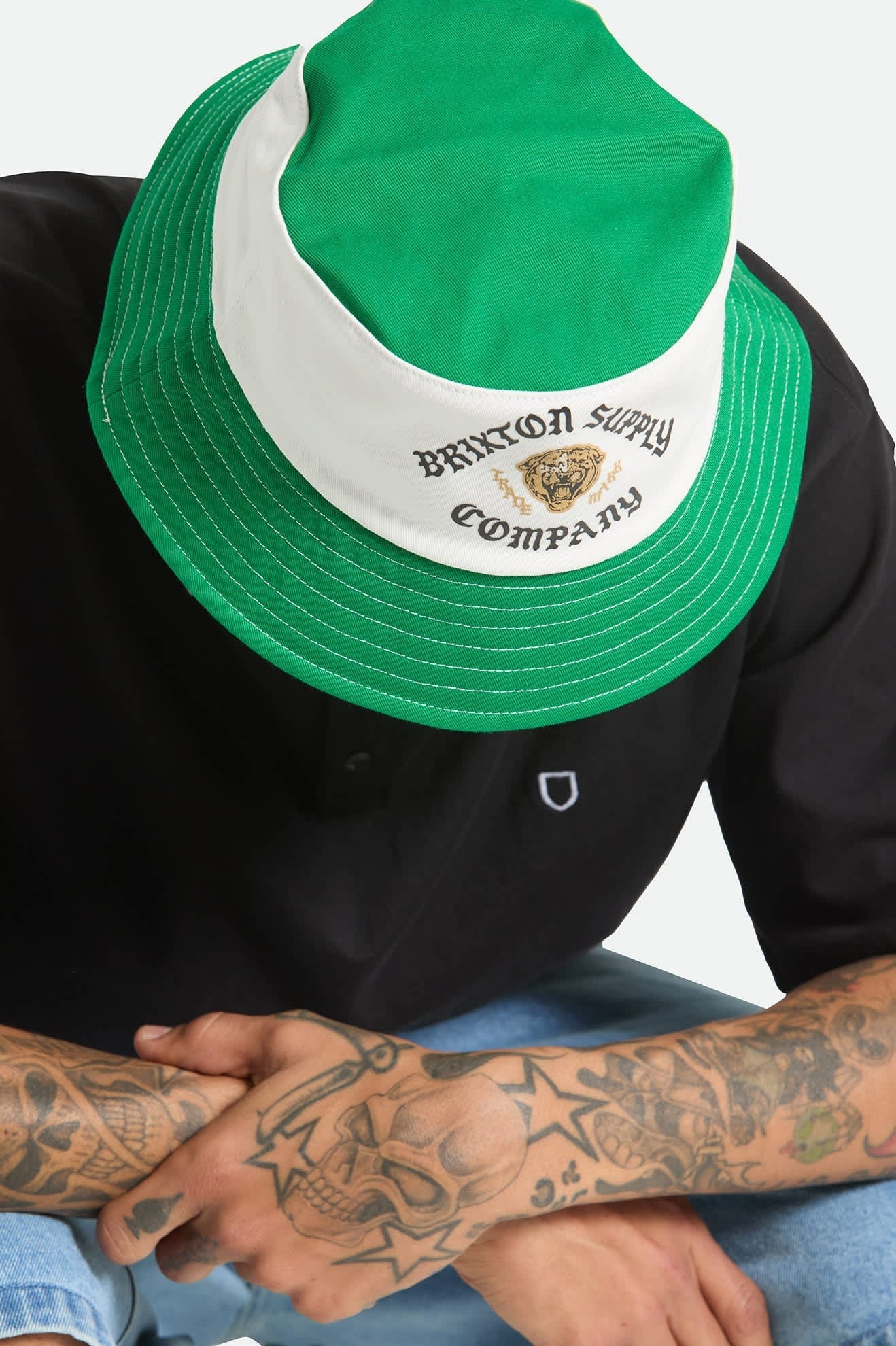 Eldon Packable Bucket Hat - Green/Off White Morado