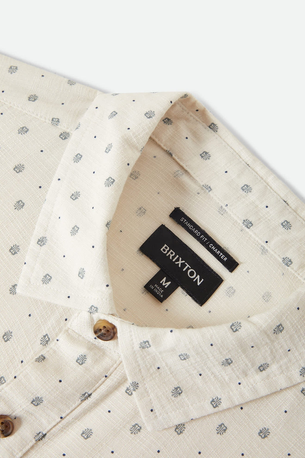 Charter Slub Short Sleeve Shirt - Off White Micro Geo
