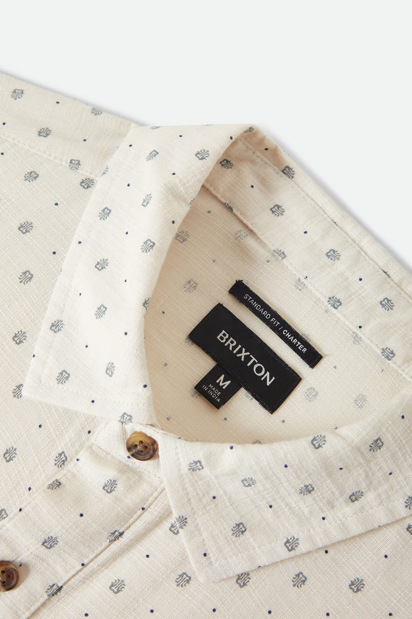 Charter Slub Short Sleeve Shirt - Off White Micro Geo