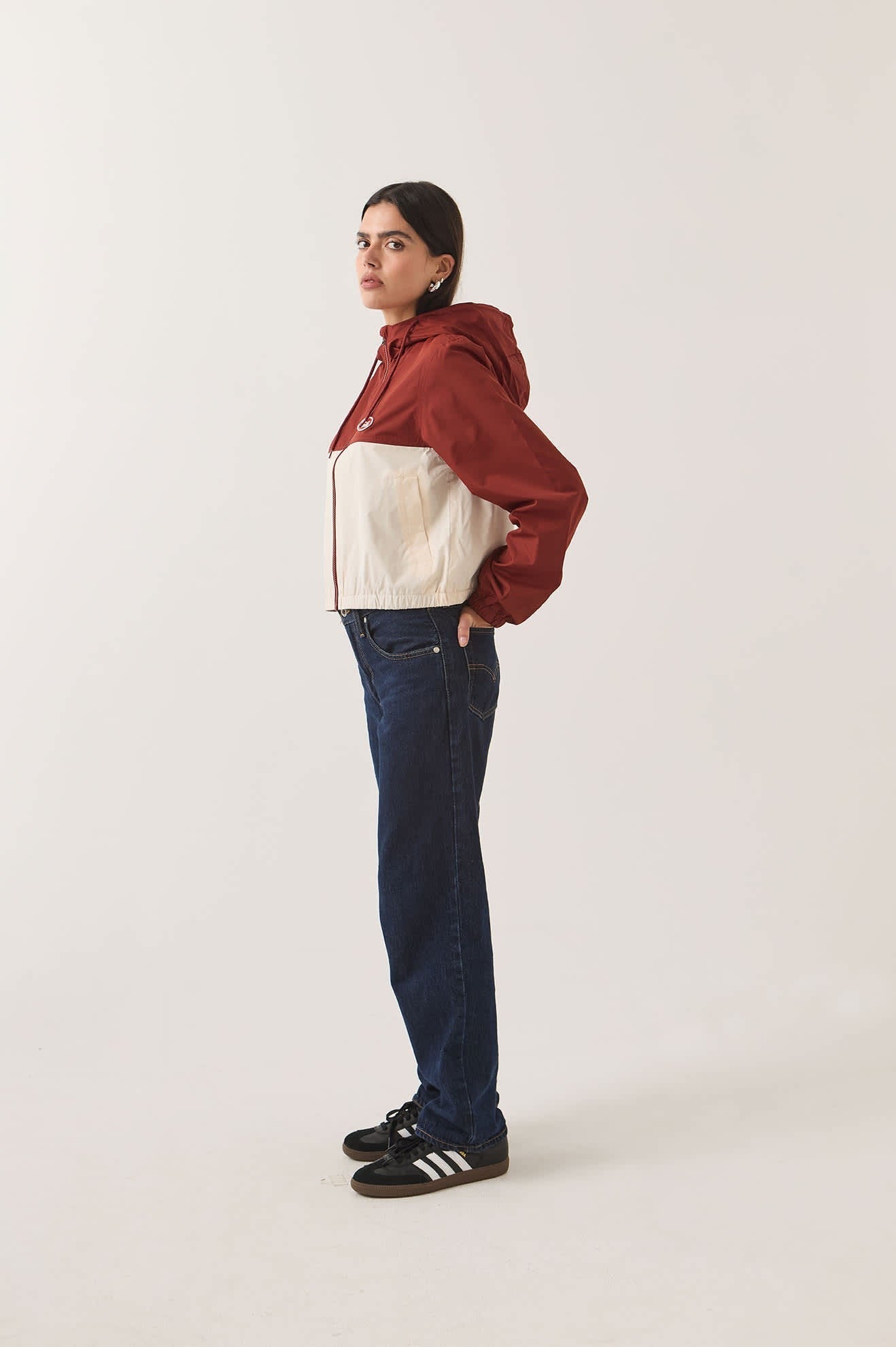 Parsons Lightweight Hooded Windbreaker - Dark Brick/Whitecap