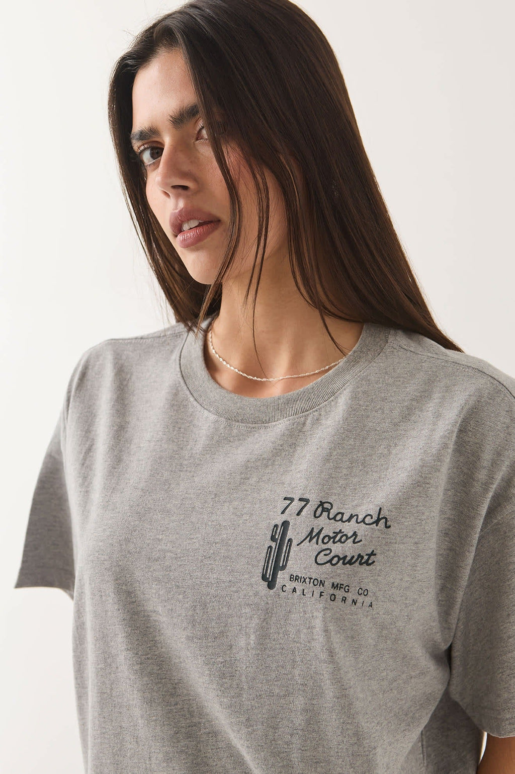 Ranch Motor Court Boxy Crop Top - Heather Grey