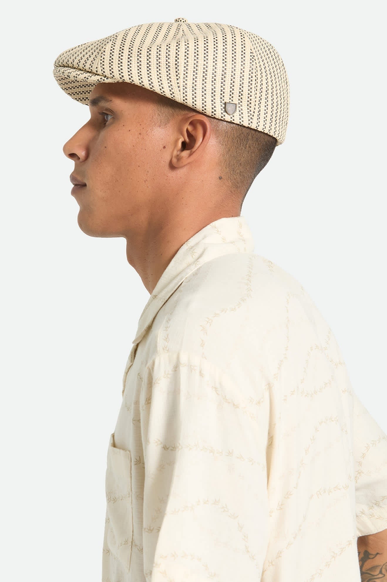 Brood Lightweight Newsboy Cap - Natural/Black Straw