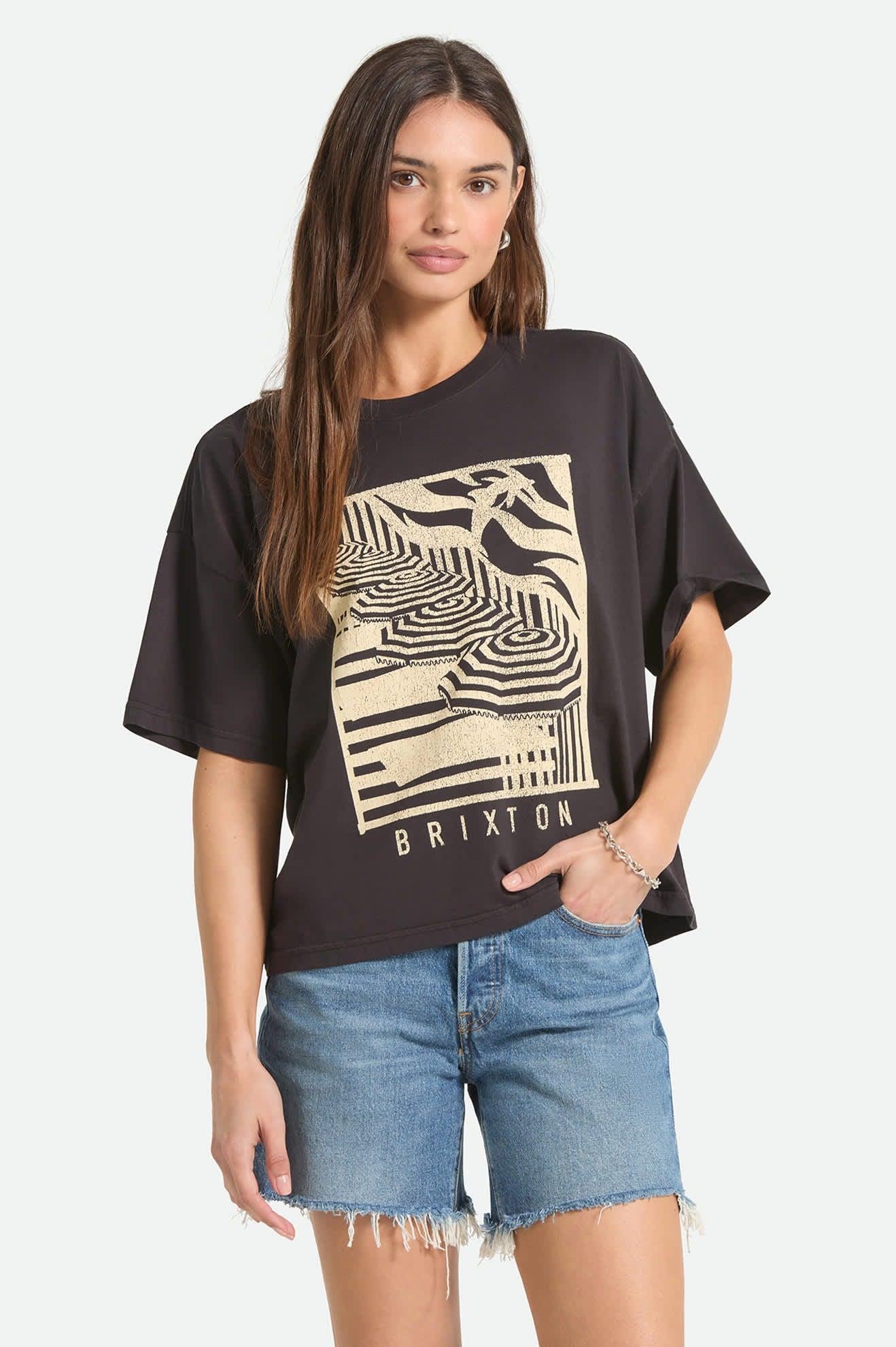 Poolside Boxy Crew T-Shirt - Washed Black
