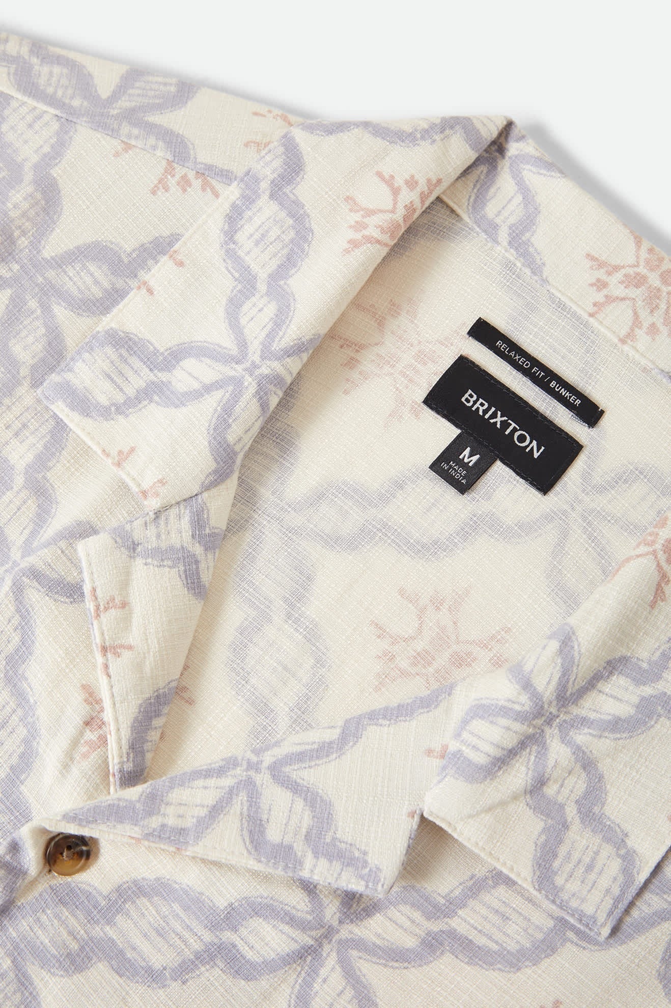 Bunker Slub Short Sleeve Shirt - Off White/Blue Tile