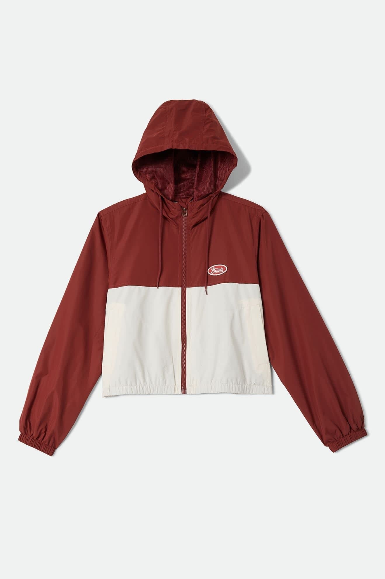 Parsons Lightweight Hooded Windbreaker - Dark Brick/Whitecap