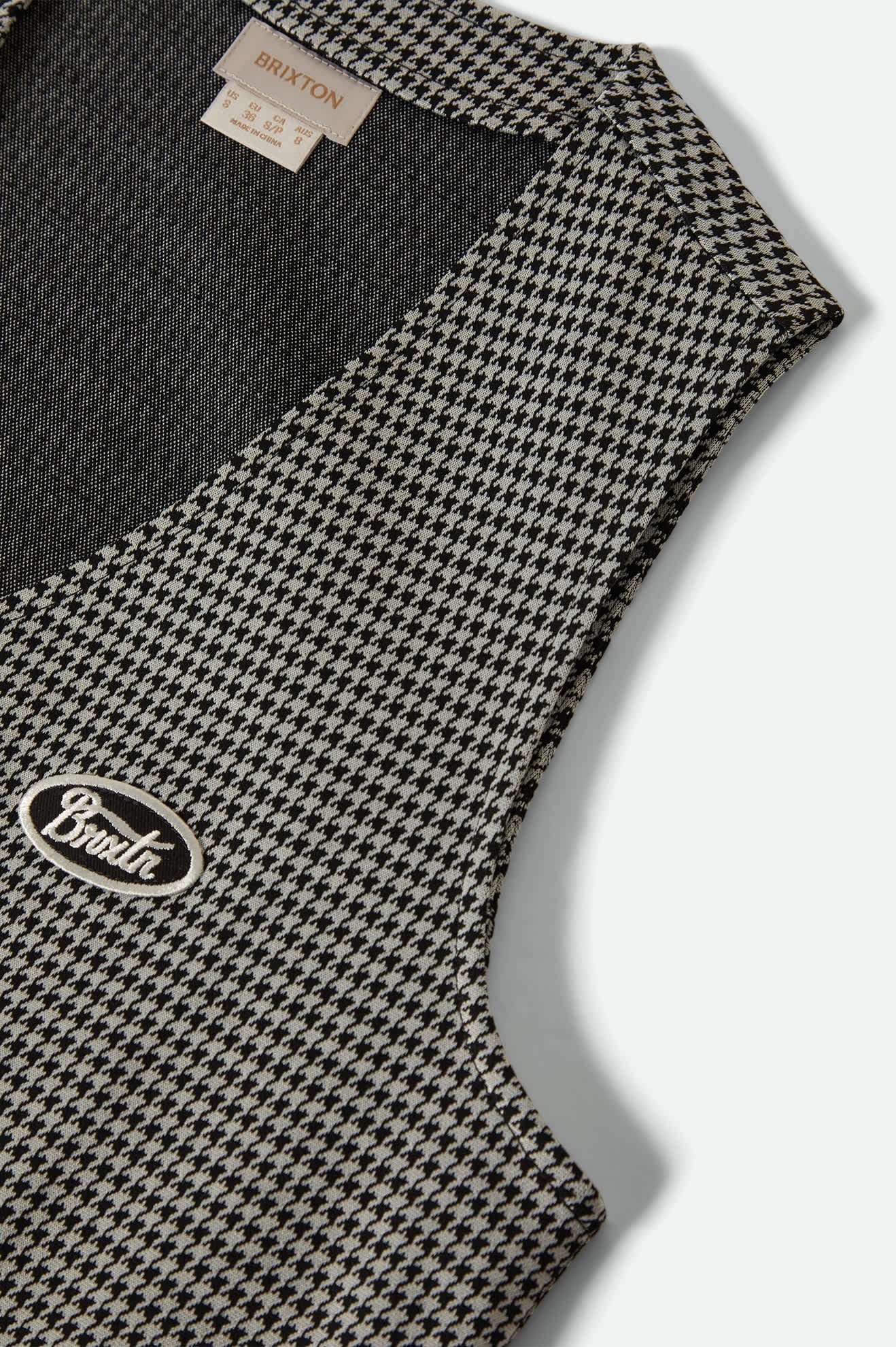 Houndstooth Leisure Vest - Winter White/Black