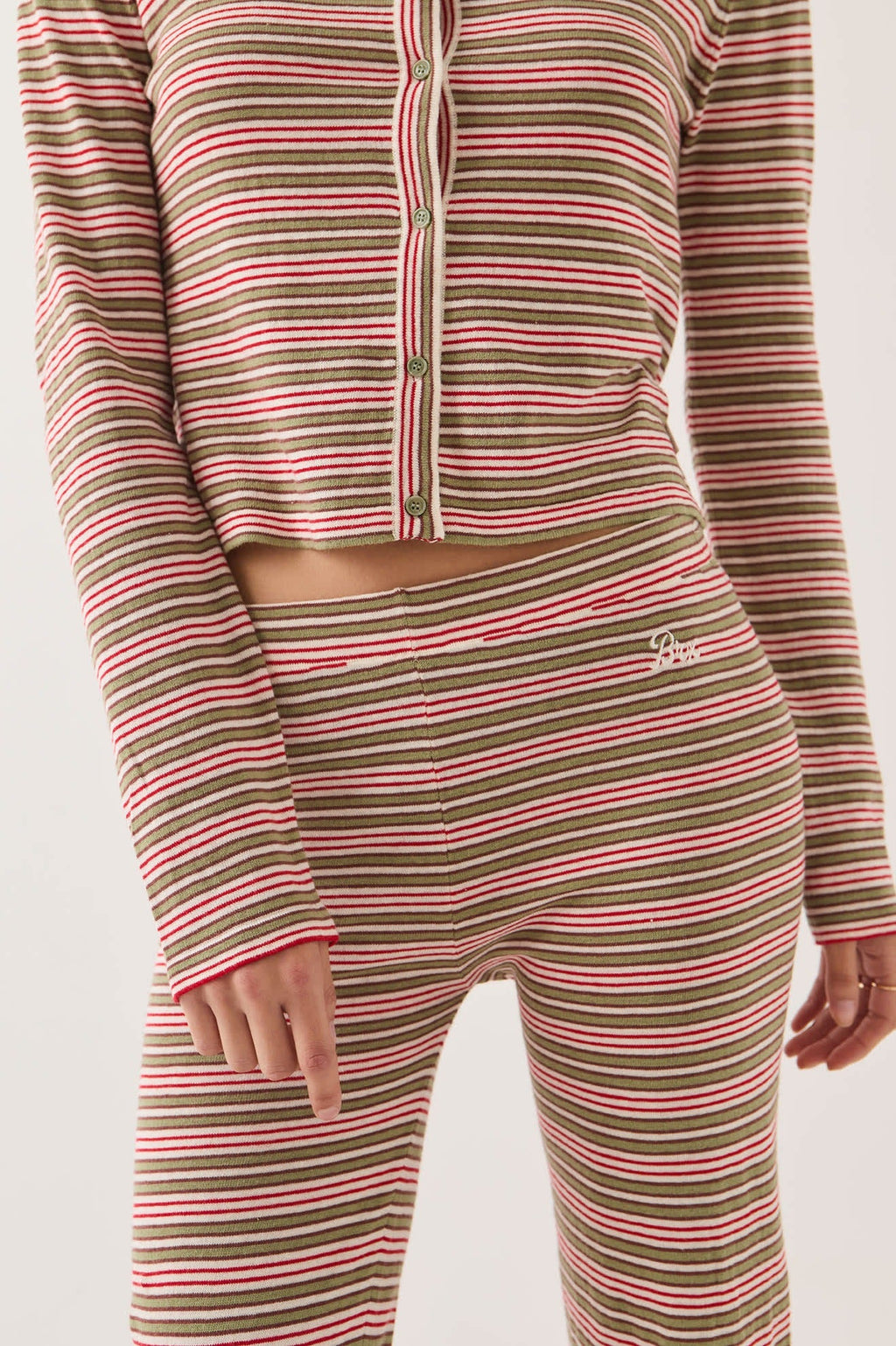 Siesta Stripe Knit Pant - Green Multi Stripe