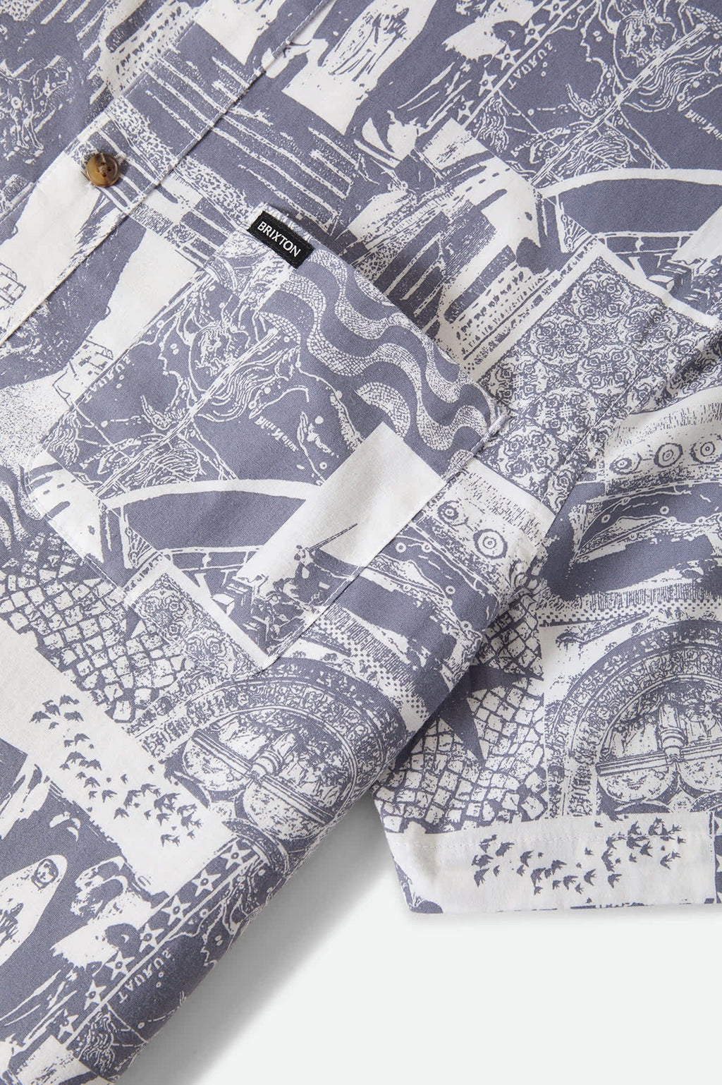 Charter Print Short Sleeve Shirt - Navy/White Collage