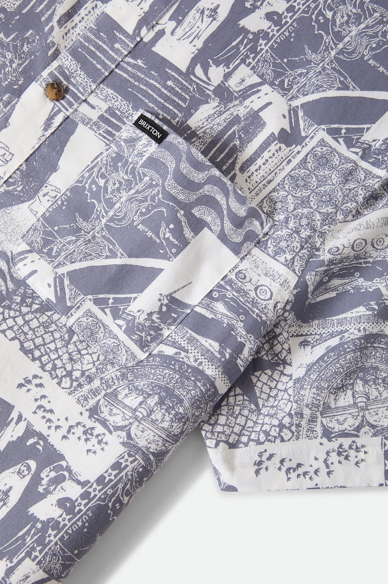Charter Print Short Sleeve Shirt - Navy/White Collage