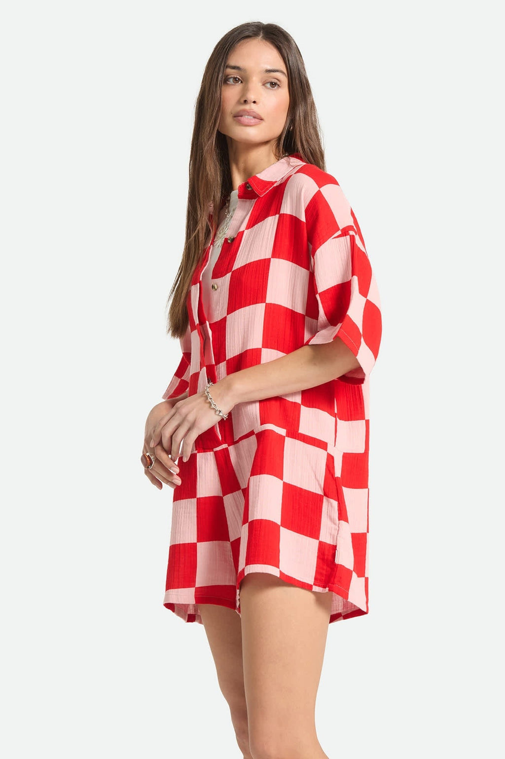 The Getaway Romper - Silver Pink/Adrenaline Rush Checkerboard