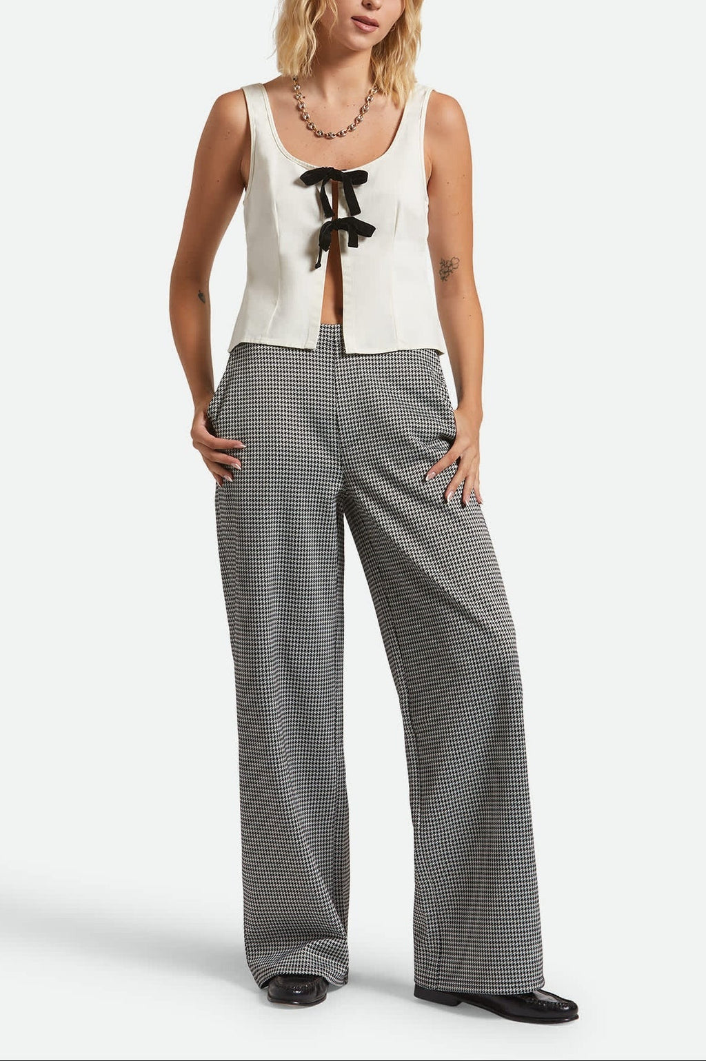 Houndstooth Leisure Trouser Pant - Winter White/Black