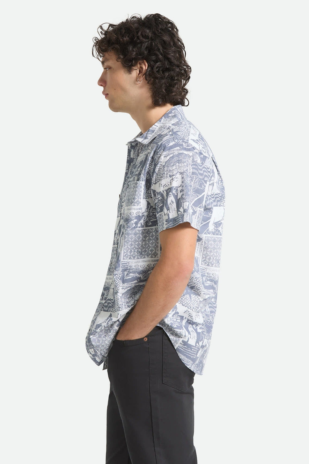 Charter Print Short Sleeve Shirt - Navy/White Collage