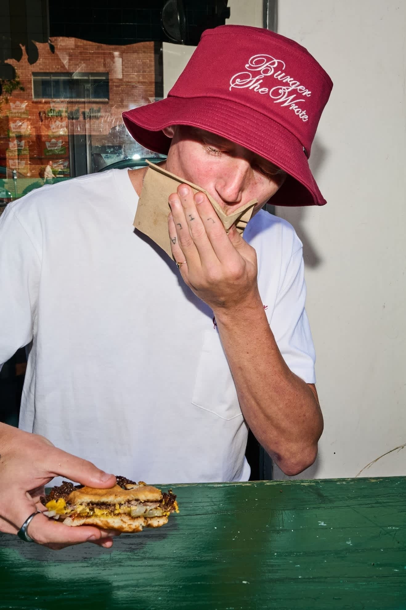 Burger She Wrote Pocket T-Shirt - White