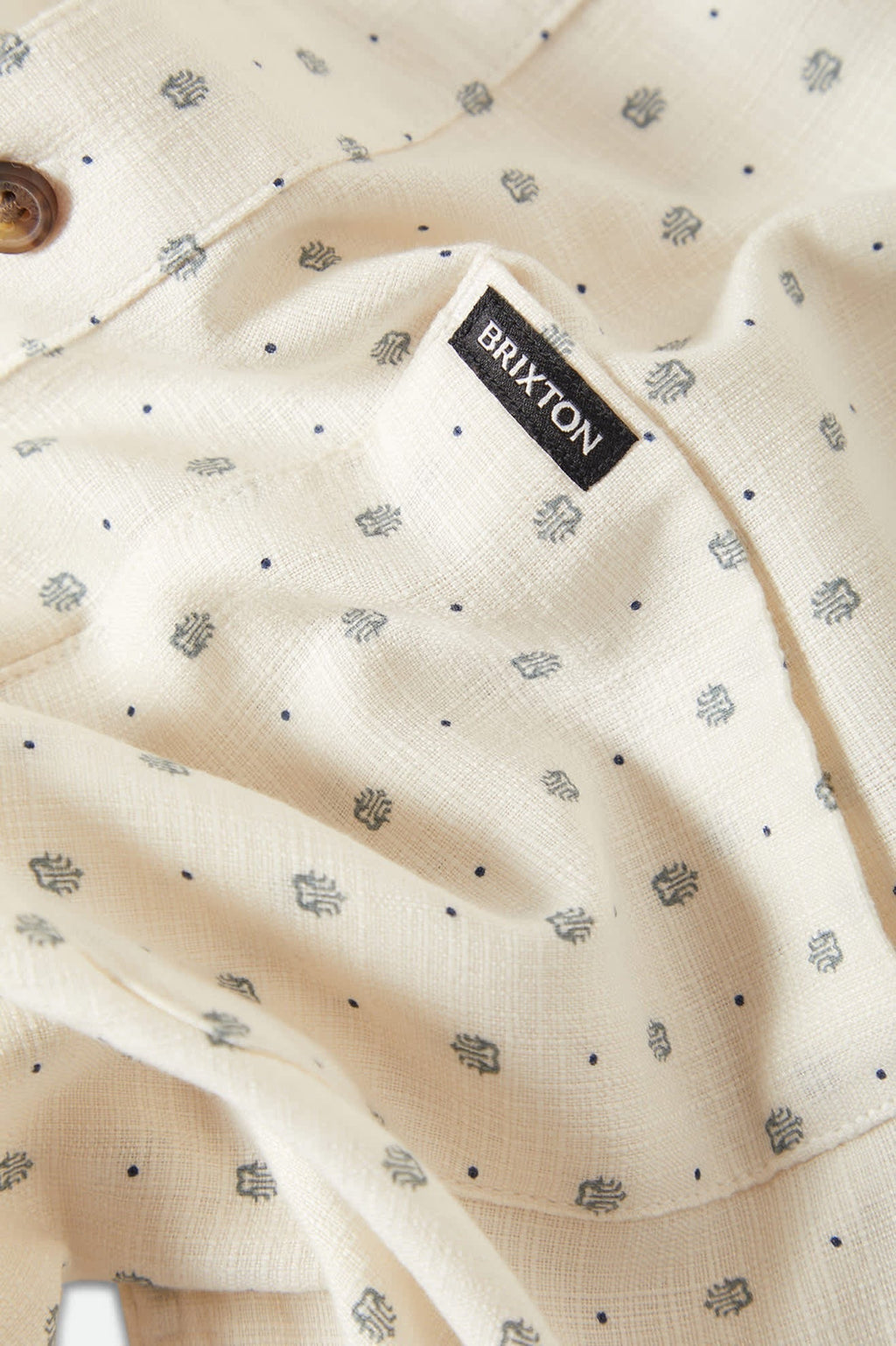 Charter Slub Short Sleeve Shirt - Off White Micro Geo
