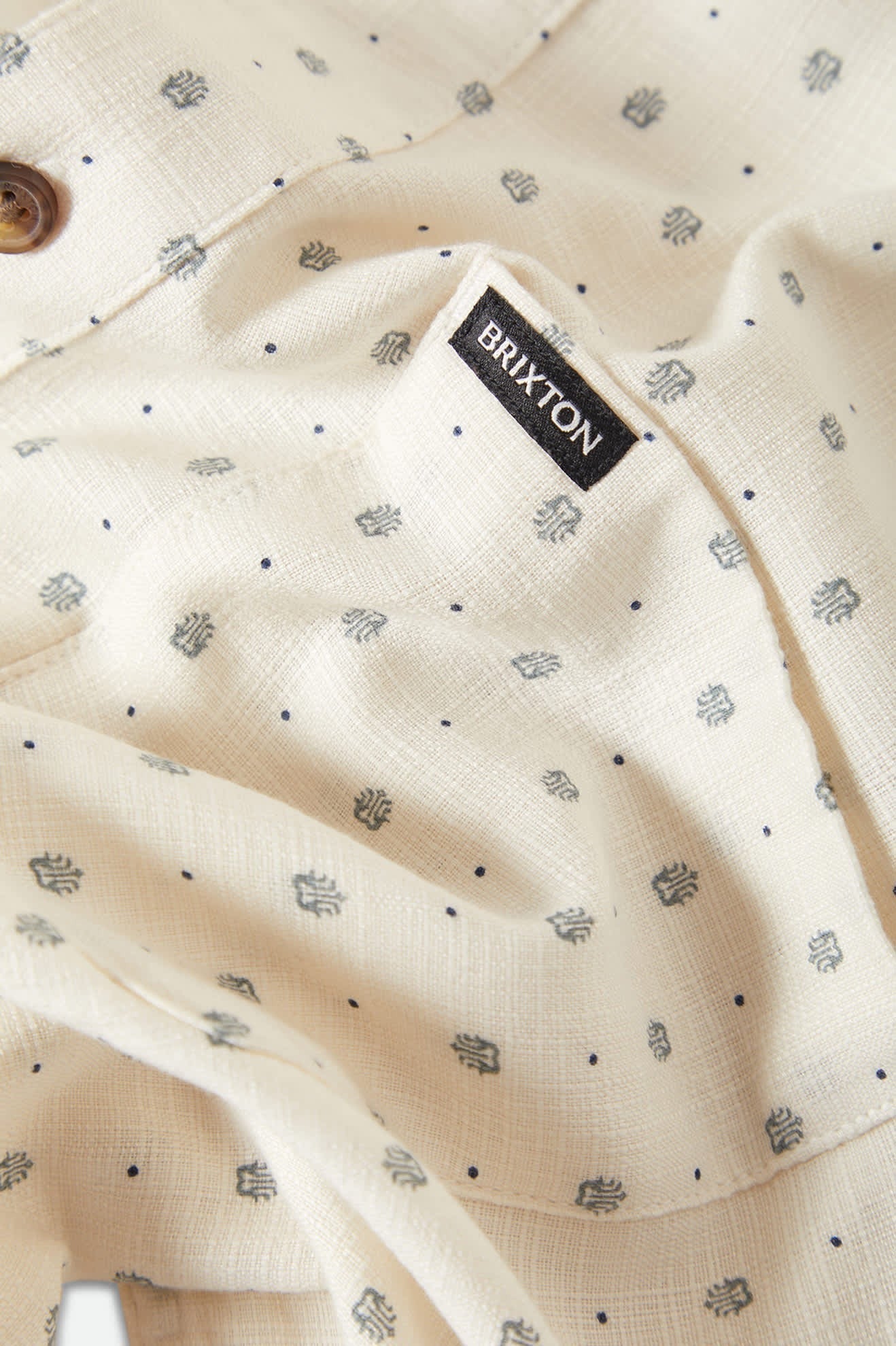 Charter Slub Short Sleeve Shirt - Off White Micro Geo
