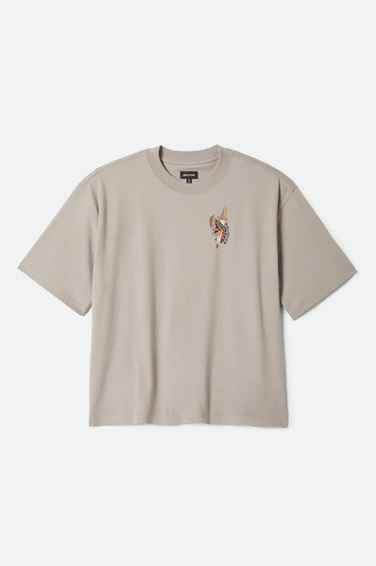 Sword Short Sleeve Boxed Crop T-Shirt - Pebble Stone