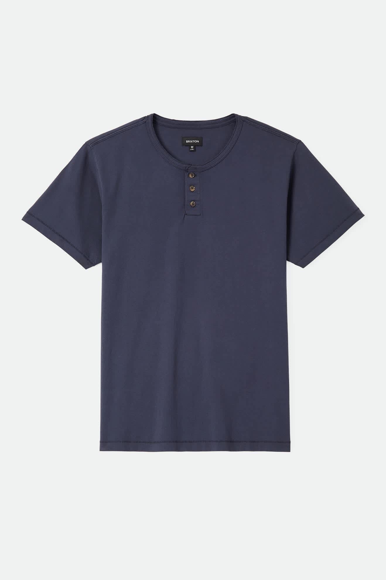 Brixton Baseline Henley T-Shirt - Washed Navy Vintage Wash