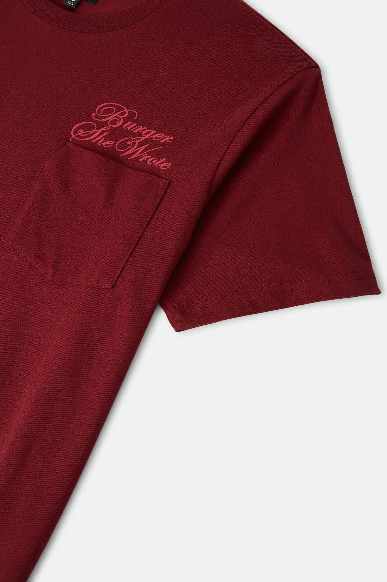 Burger She Wrote Pocket T-Shirt - Burgundy
