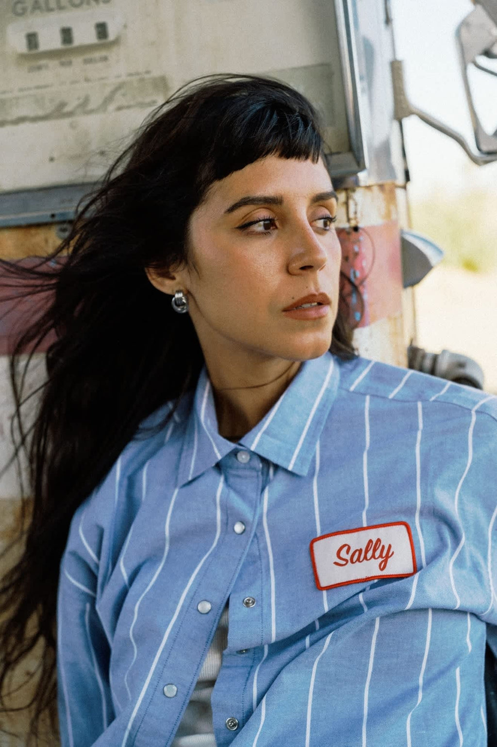 Ford Mustang Sally Shirt - Blue Chambray/Stripe