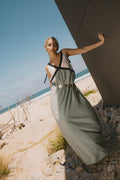 Sunset Tie Slip Dress - Sage Green/Whitecap