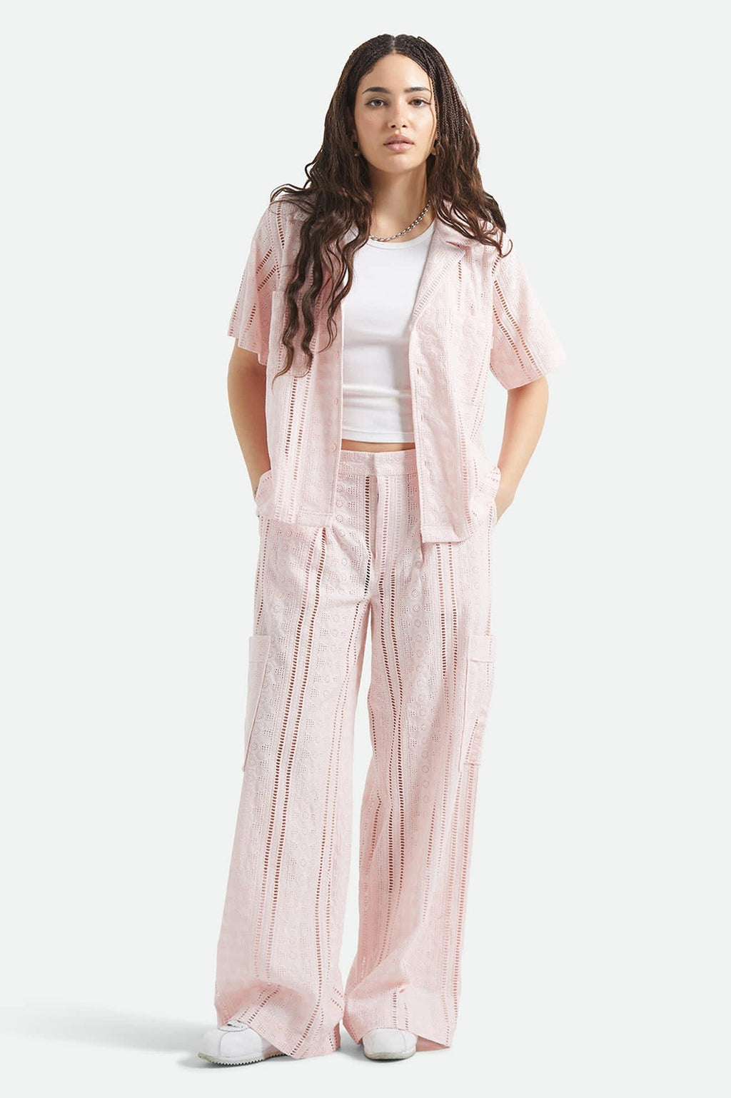 The Mercer Wide Leg Trouser Pant - Chalk Pink