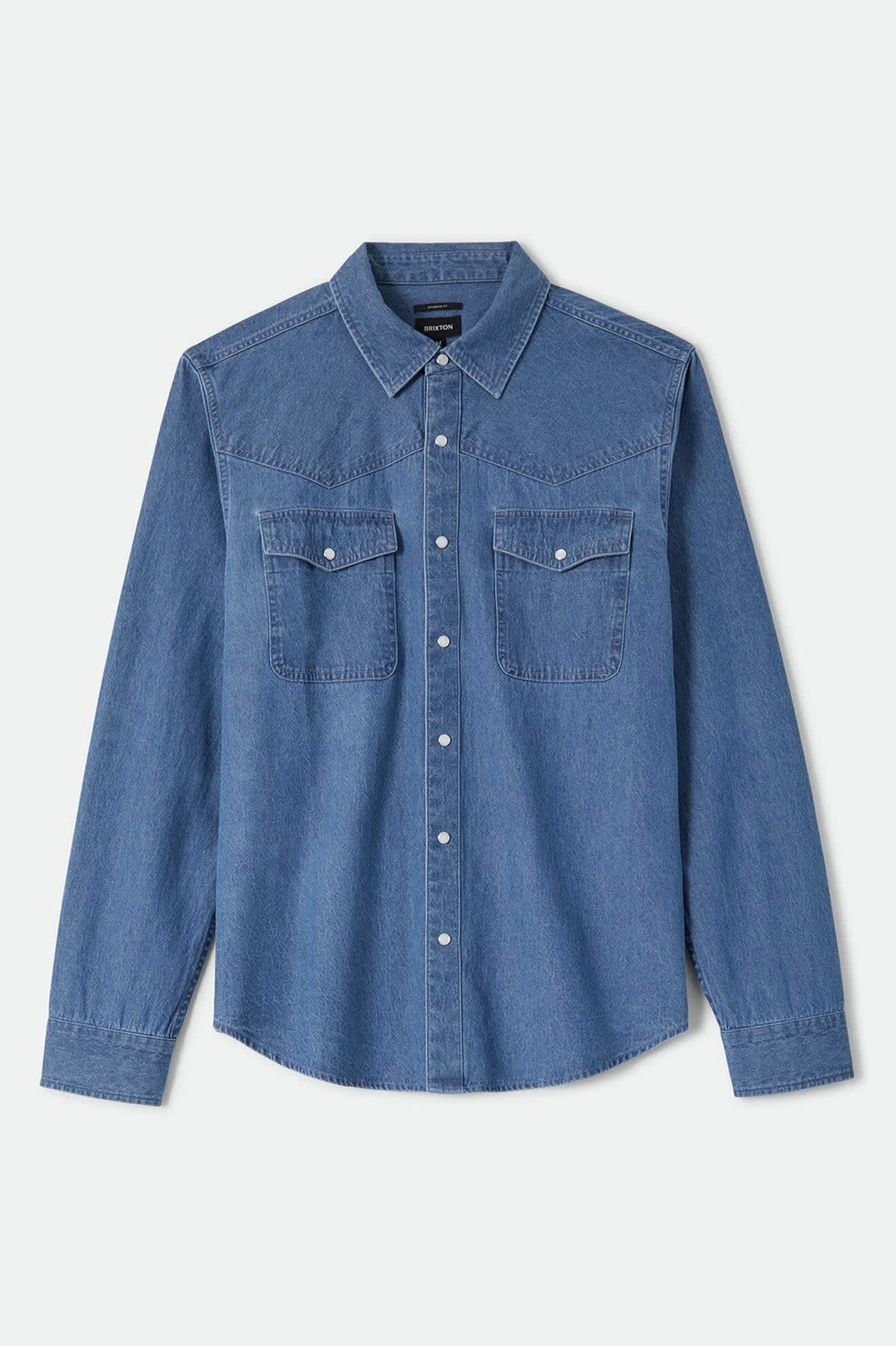 Waylon Lightweight Overshirt - Medium Wash Chambrey