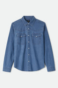 Waylon Lightweight Overshirt - Medium Wash Chambrey