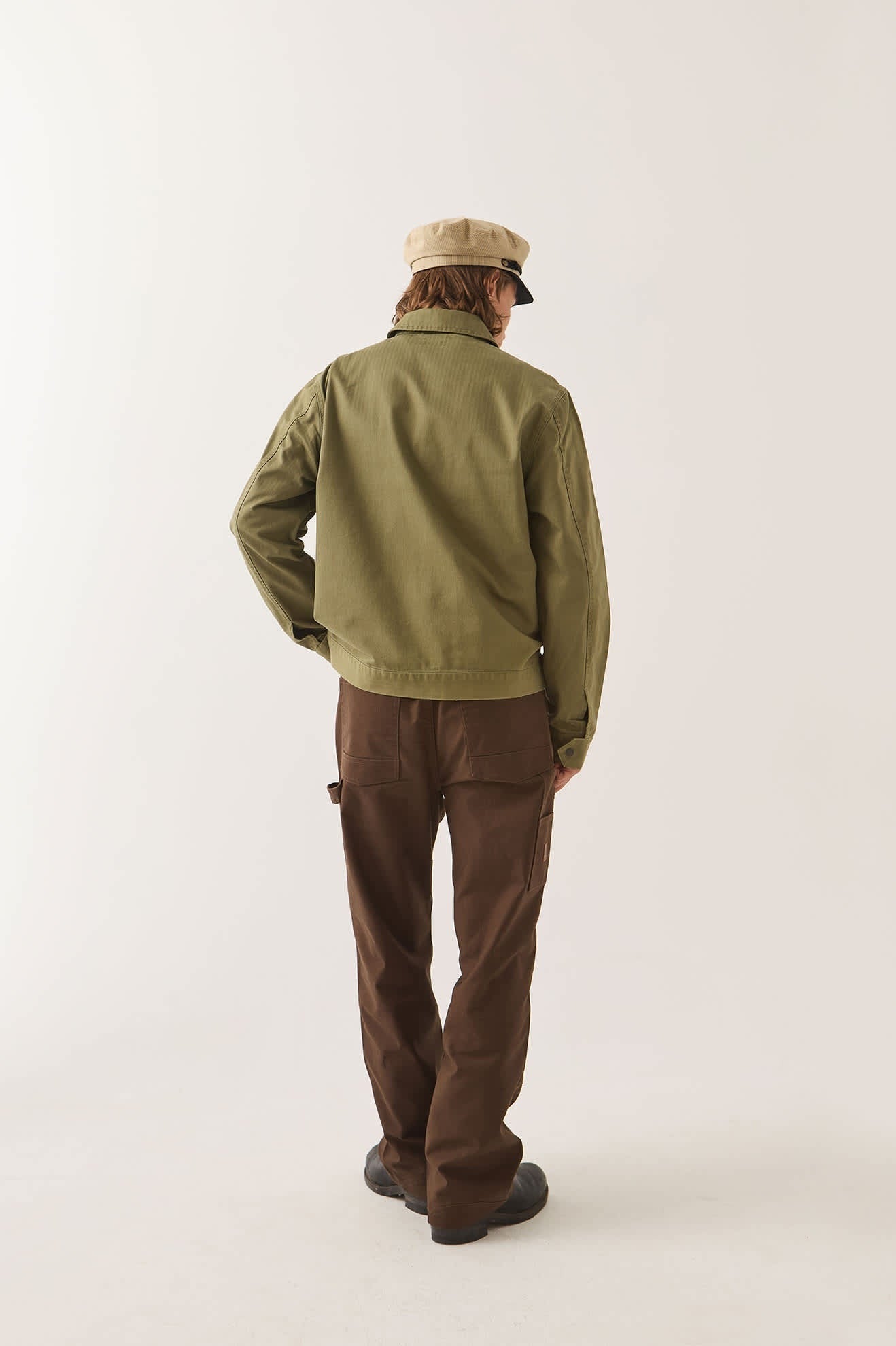 Mechanic Garage Zip Jacket - Olive Surplus Herringbone