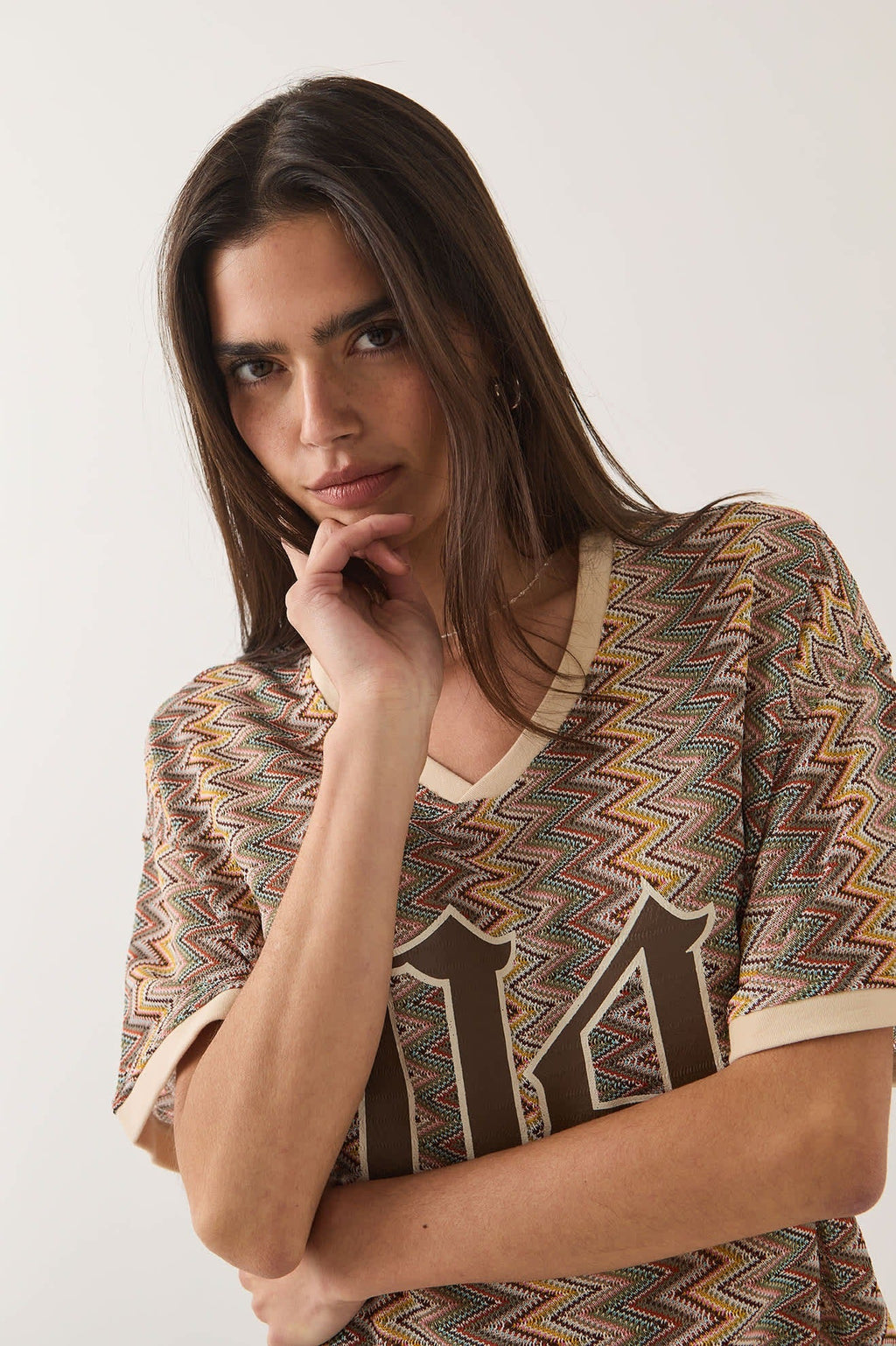 Football Oversized Mesh Jersey - Multi Color Zigzag
