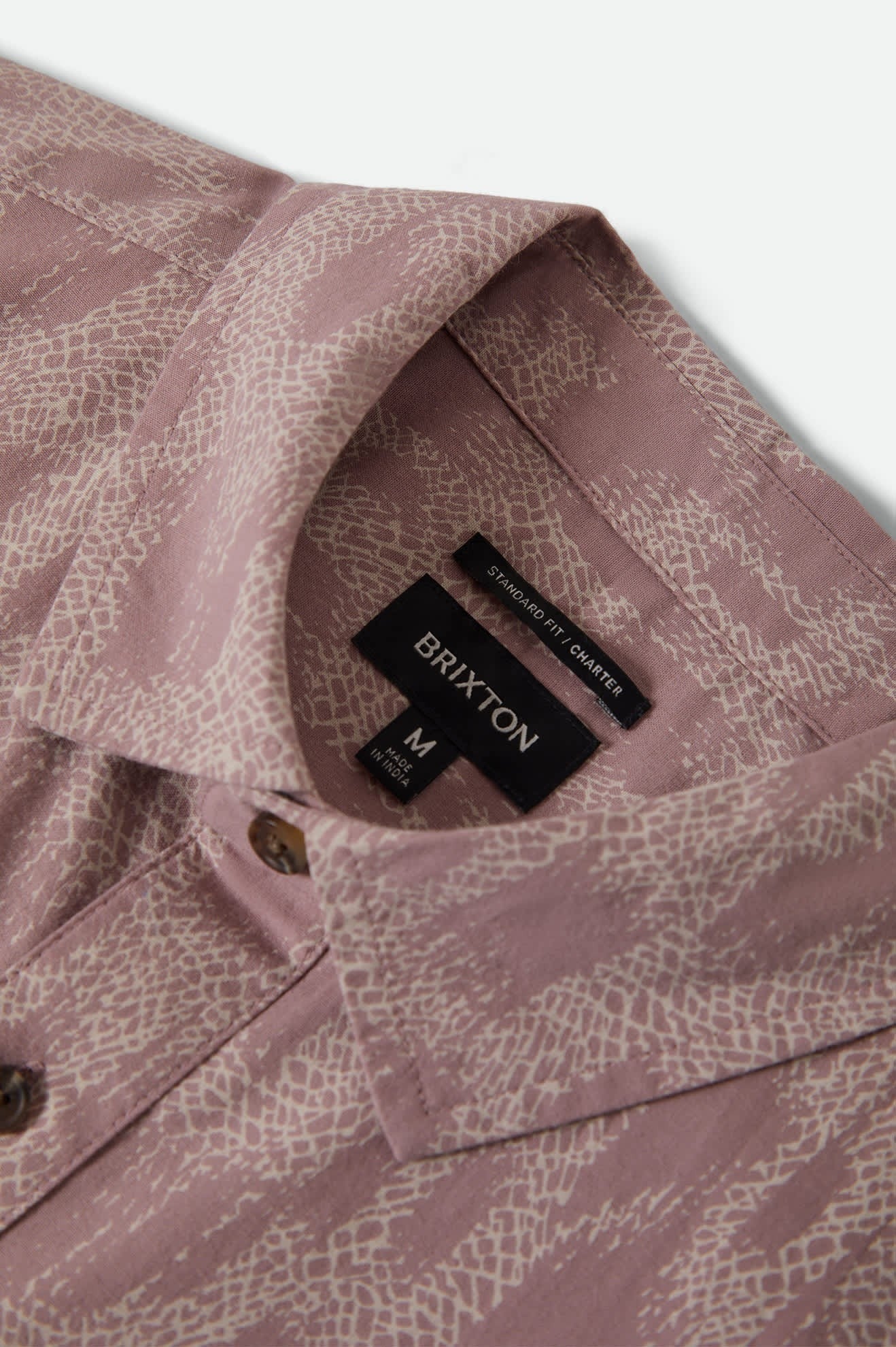 Charter Print Short Sleeve Shirt - Dark Pink/Silver Crackle Paint