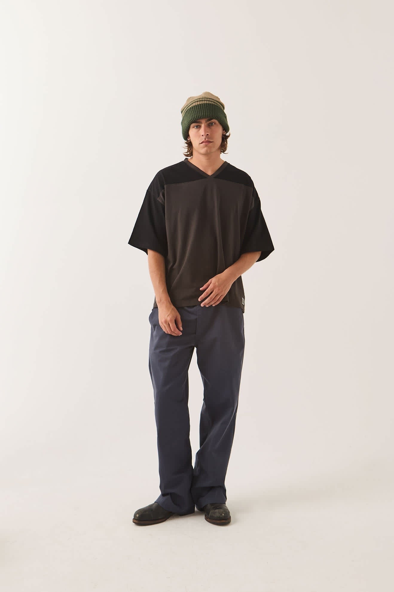 Brixton Football T-Shirt - Black/Washed Black
